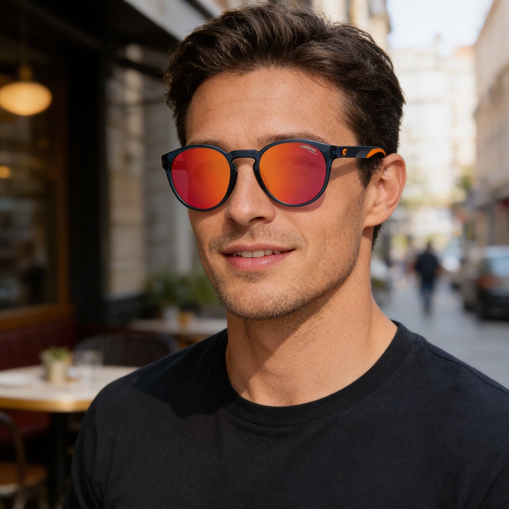 Carrera 8056/S Men's Blue Frame Mirror Fire Red Polycarbonate Non-Polarized Lenses UV Protected 51mm Sunglasses, Photo 4