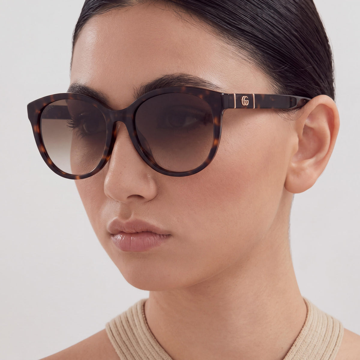 Gucci GG0636SK Women's Havana Plastic Brown Lens Asian Fit UV Protection Sunglasses 56mm, Photo 5