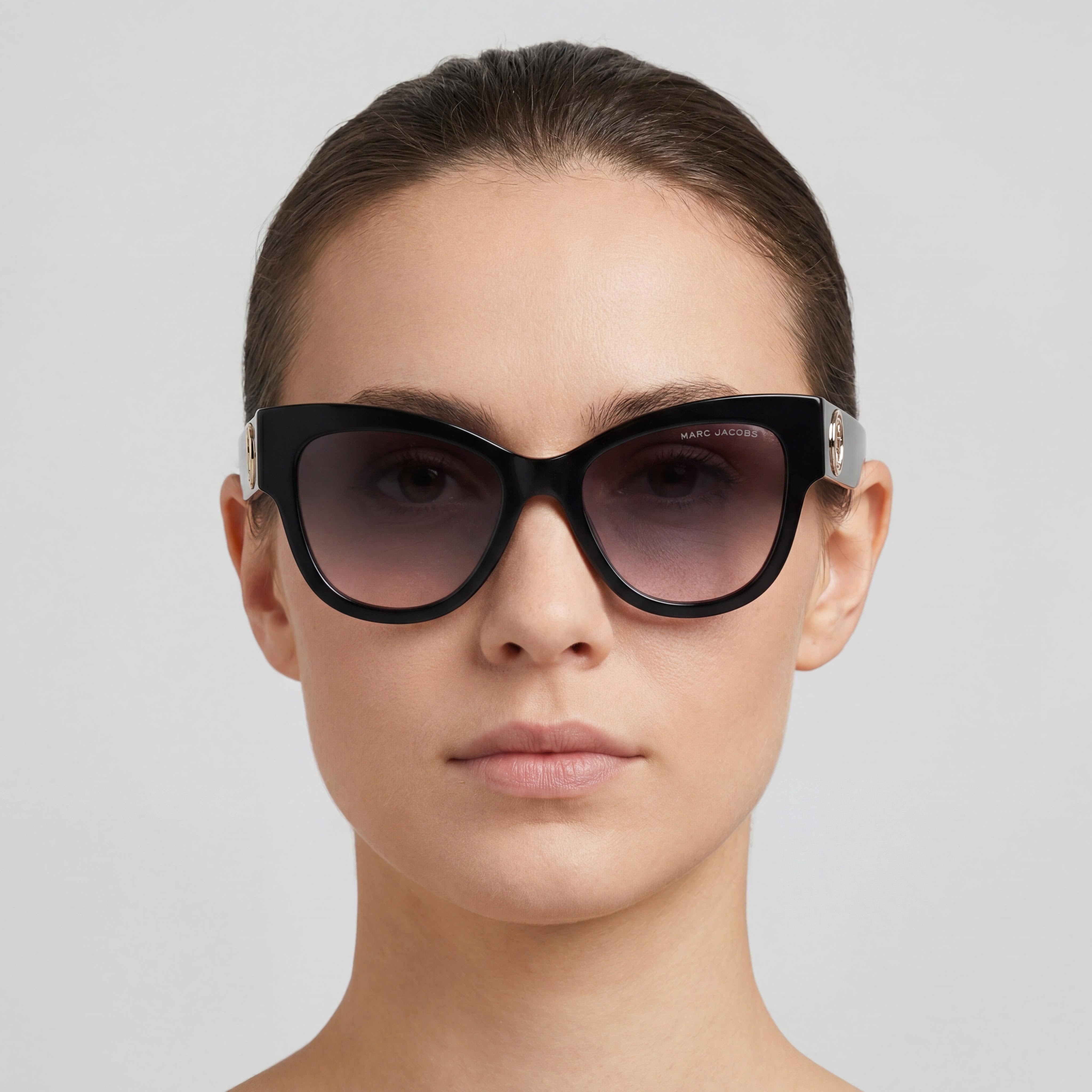 Gafas de sol Marc Jacobs Signature para mujer, de acetato negro gris, con protección UV y lentes graduables, 53 mm, Photo 5
