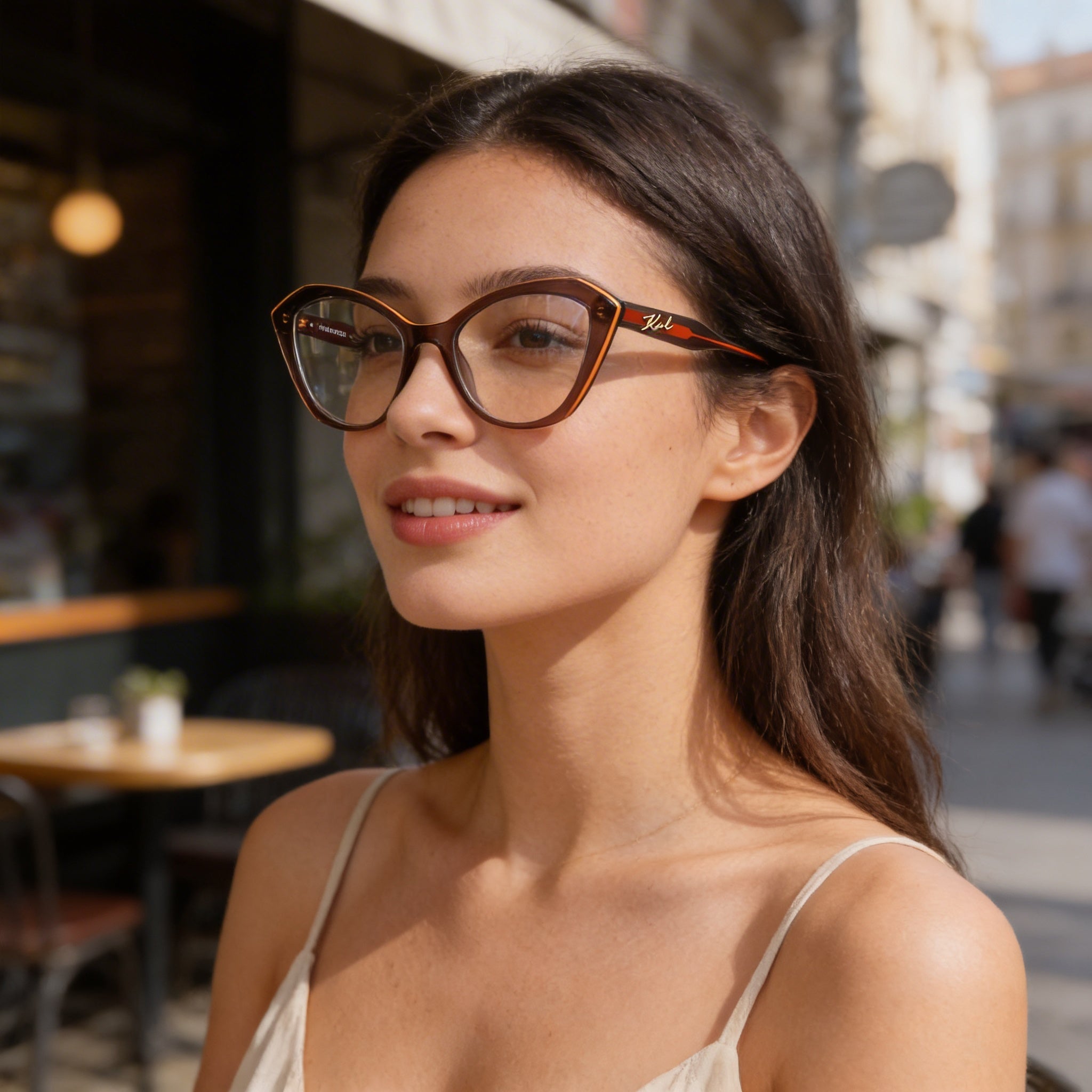 KARL LAGERFELD Modern Women's Brown Injected Frame Eyeglasses with Polycarbonate Lenses 52-19-140mm, Photo 6