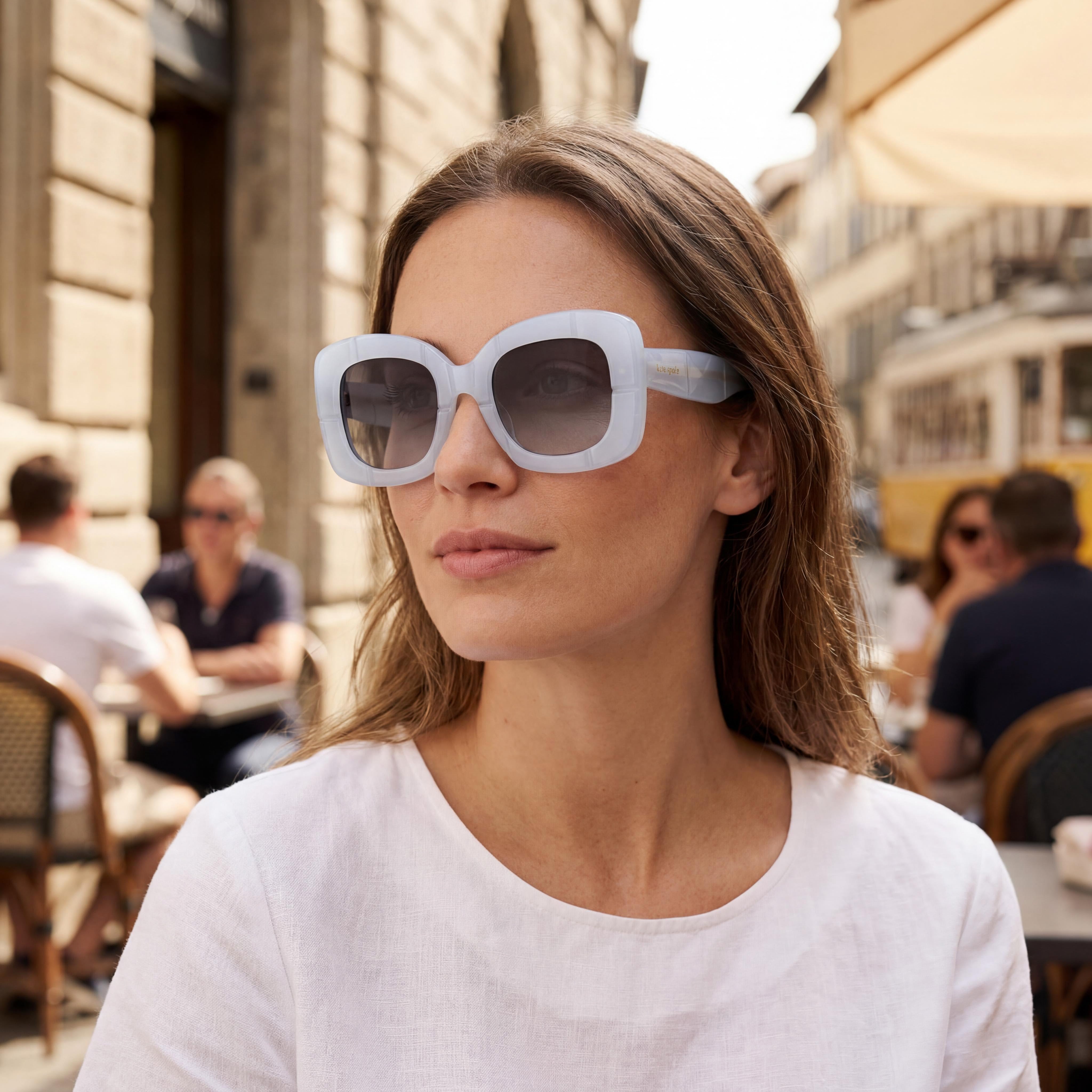 kate spade new york Casual Unisex Acetate Blue Frame Dark Grey Shaded Non-Polarized 50mm Sunglasses, Photo 6