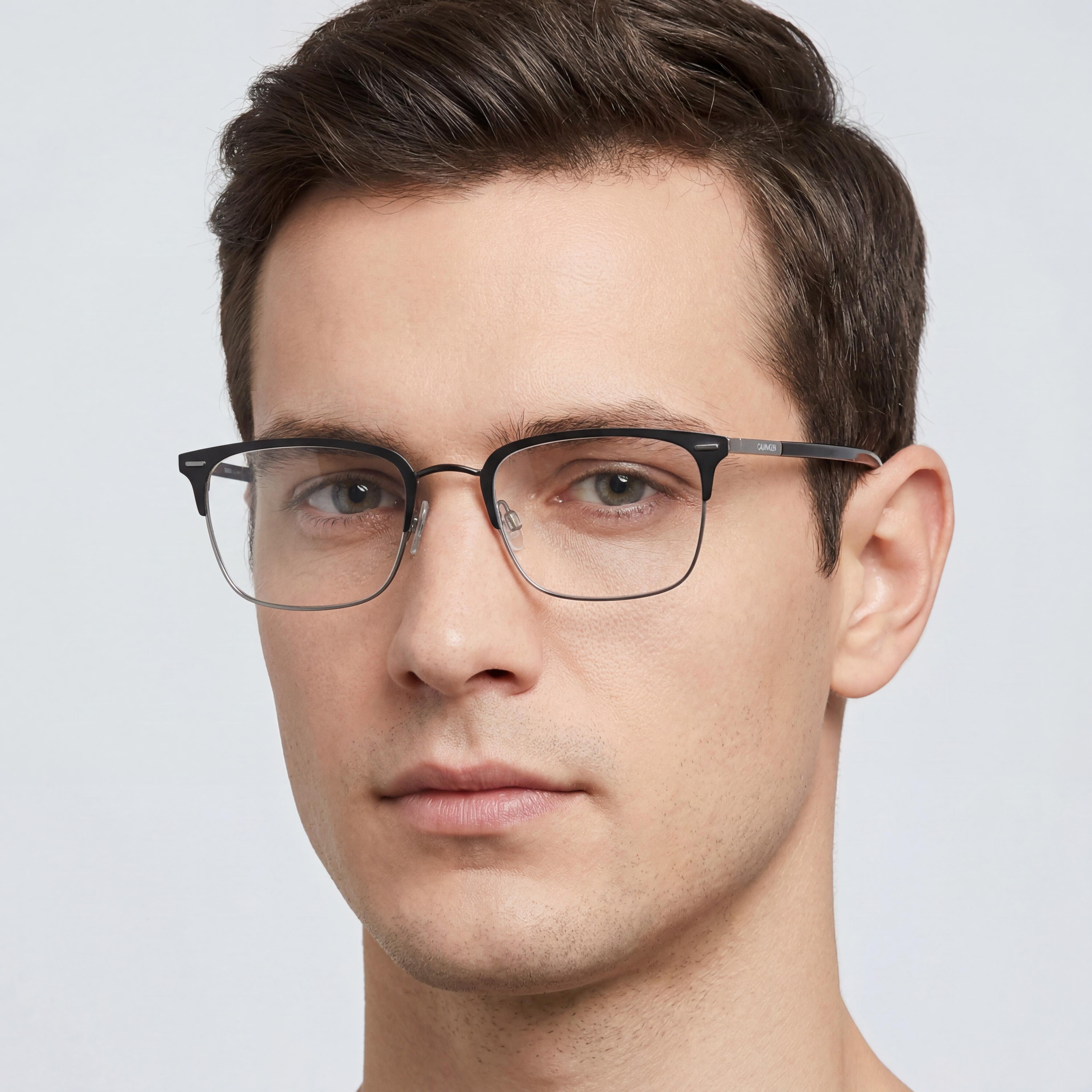Calvin Klein CK21302 Men's Casual Rectangular Prescription Eyeglasses with Satin Black Metal Frame, 53mm, Photo 3