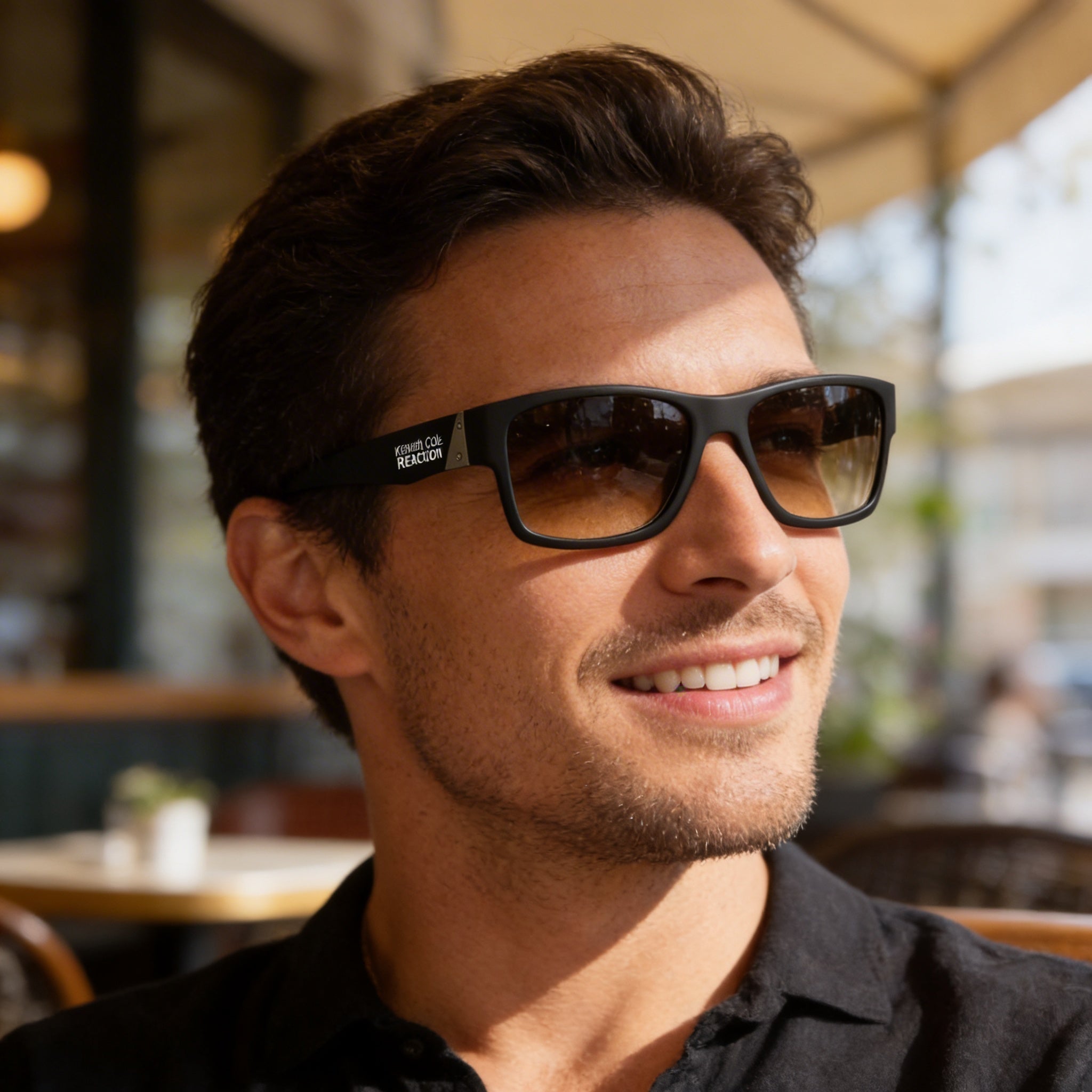 Gafas de sol cuadradas de plástico marrón mate para hombre Kenneth Cole Kc1249, lentes degradadas marrones, 100% protección UV, 45-17-138mm, Photo 4