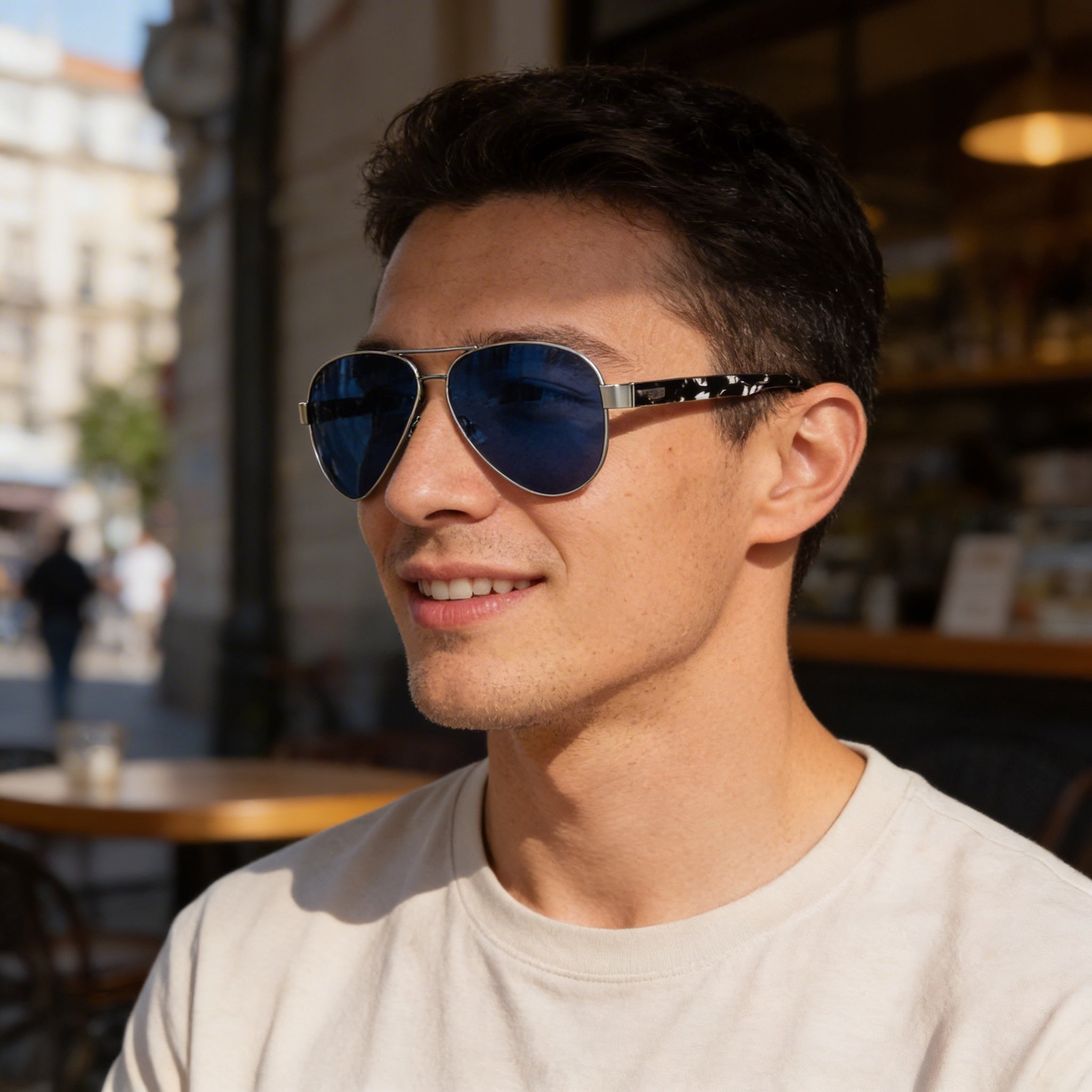 Gafas de sol Hugo Boss para hombre, retro, montura de plástico de rutenio, lentes azules no polarizadas, protección UV, 63 mm, Photo 6