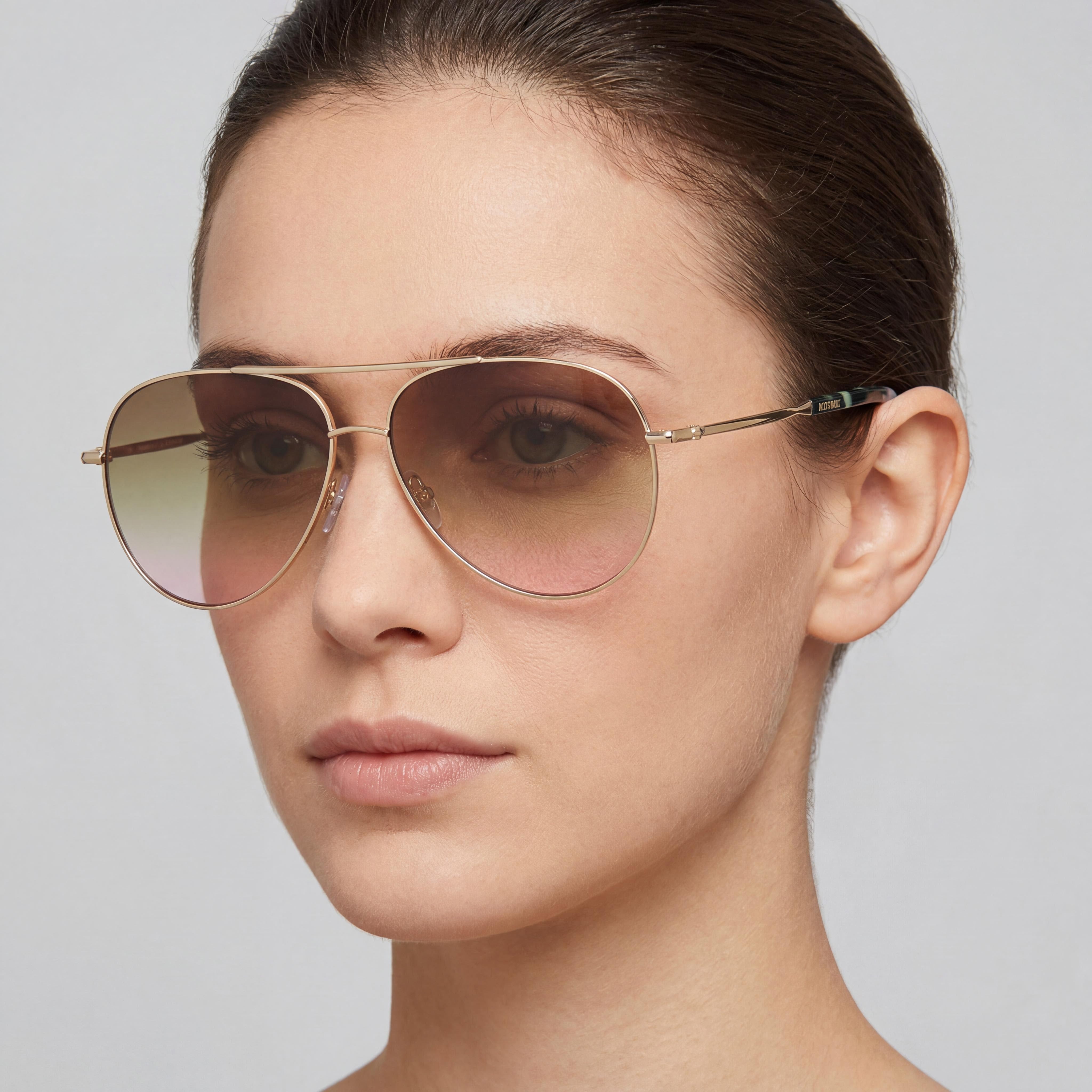 Missoni MIS 0120/S Aviador Mujer Acero Inoxidable Oro Marrón Cuerno 100% Protección UV Lentes de Policarbonato 60mm, Photo 5