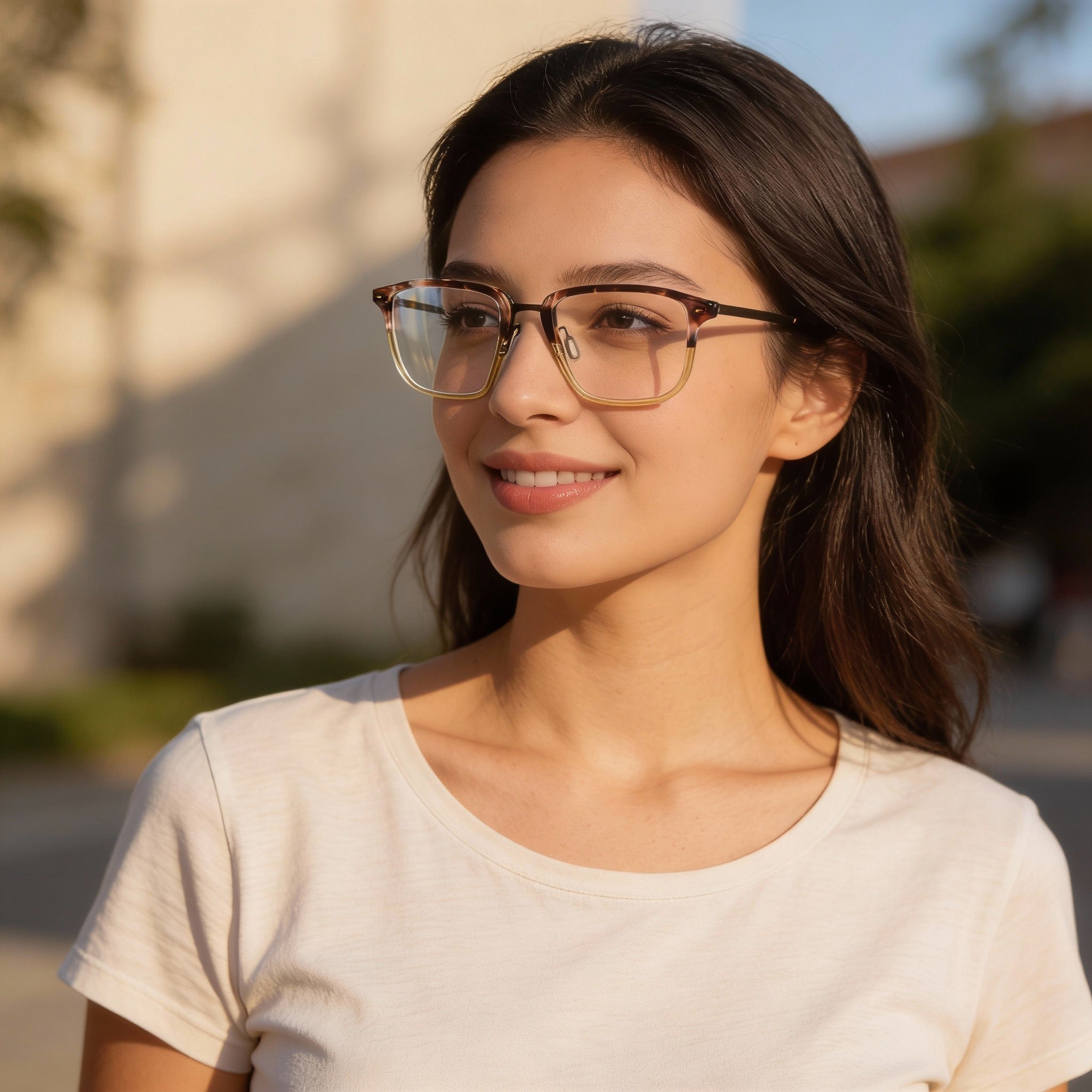 Flexon B2037 Women's Metal Eyewear, Shiny Grey Tortoise Frame, 55mm Lens Width, Photo 5