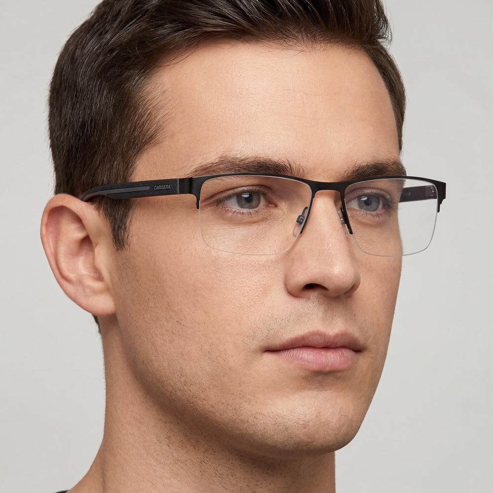 Carrera 8893 Gafas de sol casuales unisex de acero inoxidable, no polarizadas, negras y grises 58-18-145
