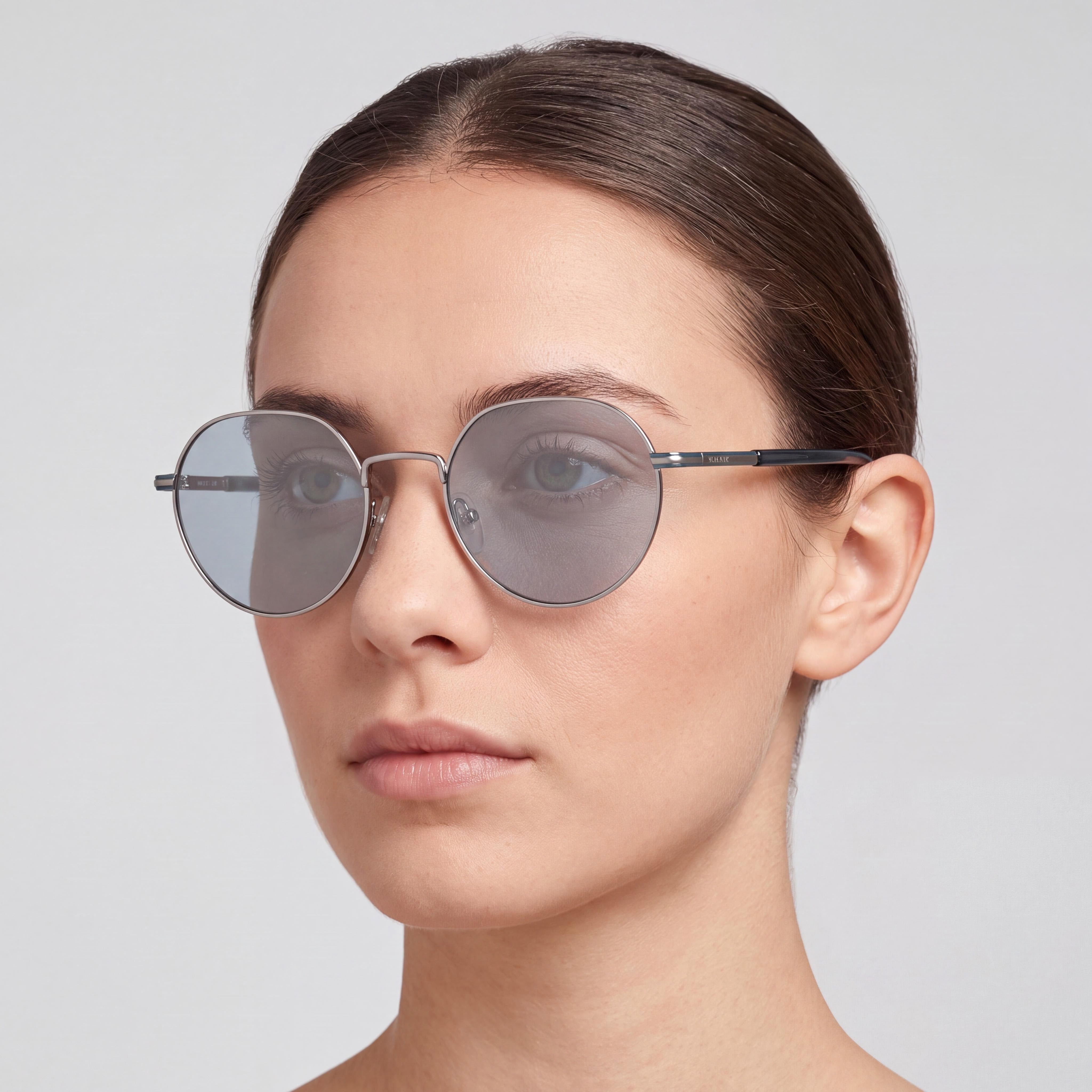 GANT GA7233 Women's Round Metal Frame Sunglasses, 100% UV Protective, Shiny Light Ruthenium, 53mm, Photo 5