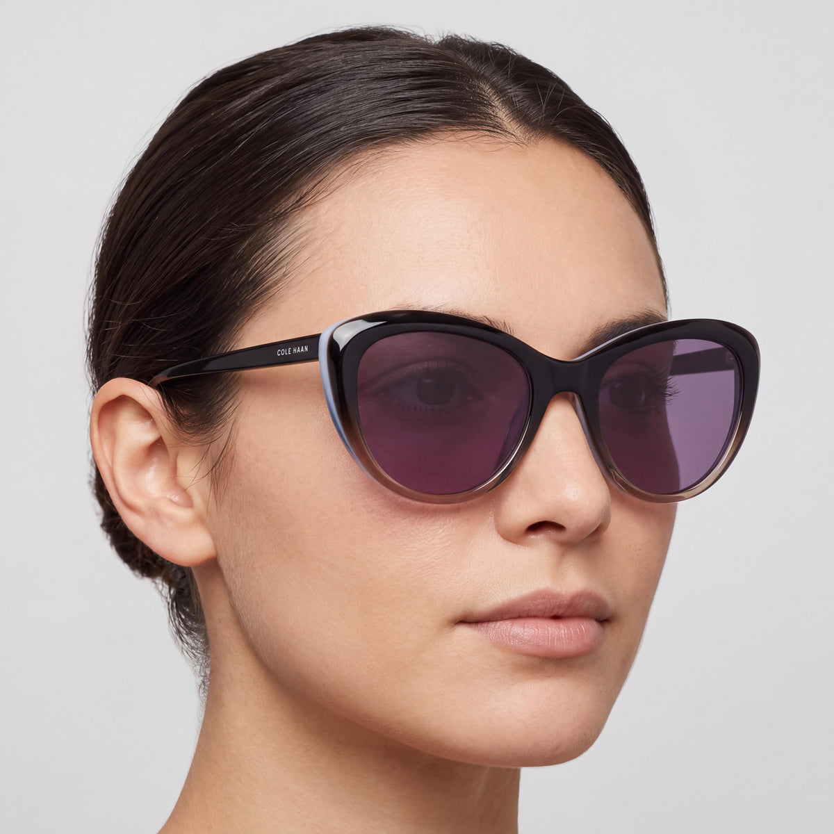 Cole Haan Ch7087 Women's Black Gradient Cat Eye Plastic Frame Polarized 100% UV Protection Sunglasses 53mm, Photo 4