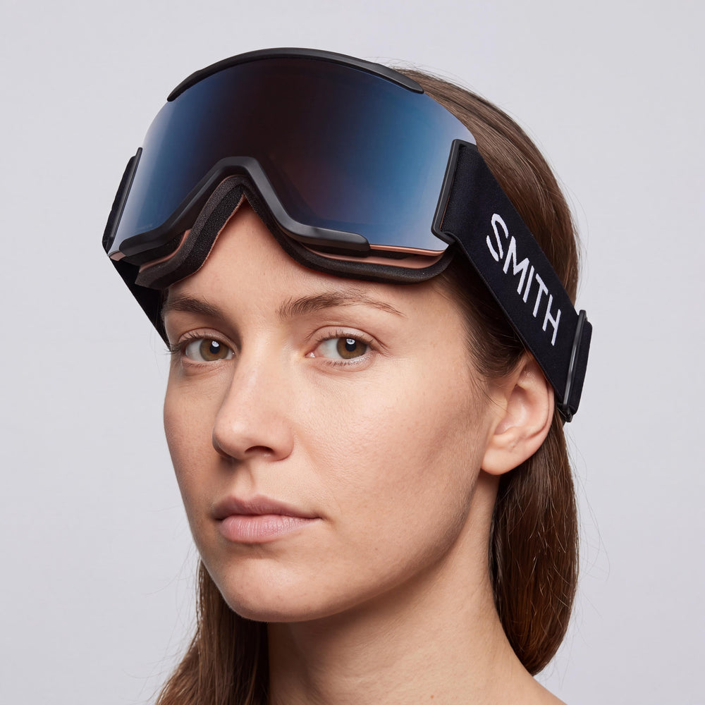 Gafas de esquí unisex SMITH Squad S con lente fotocromática de policarbonato antivaho, pequeñas, marco negro, blanco y azul