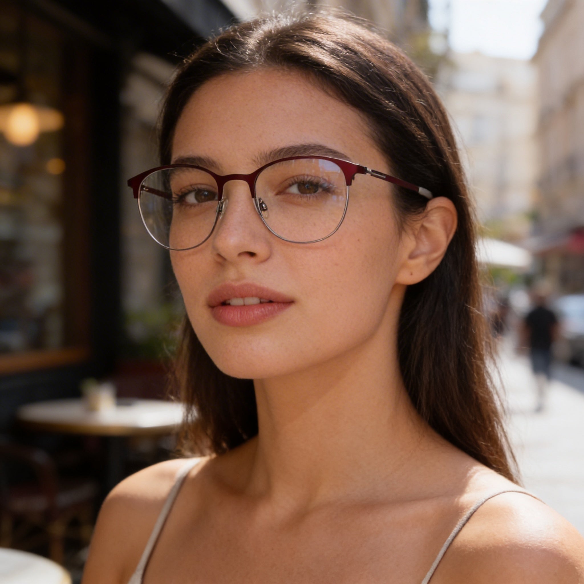 Flexon E1142 Unisex Metal Frame Eyeglasses Matte Midnight Plum Lens 51mm Bridge 20mm Temples 145mm, Photo 6