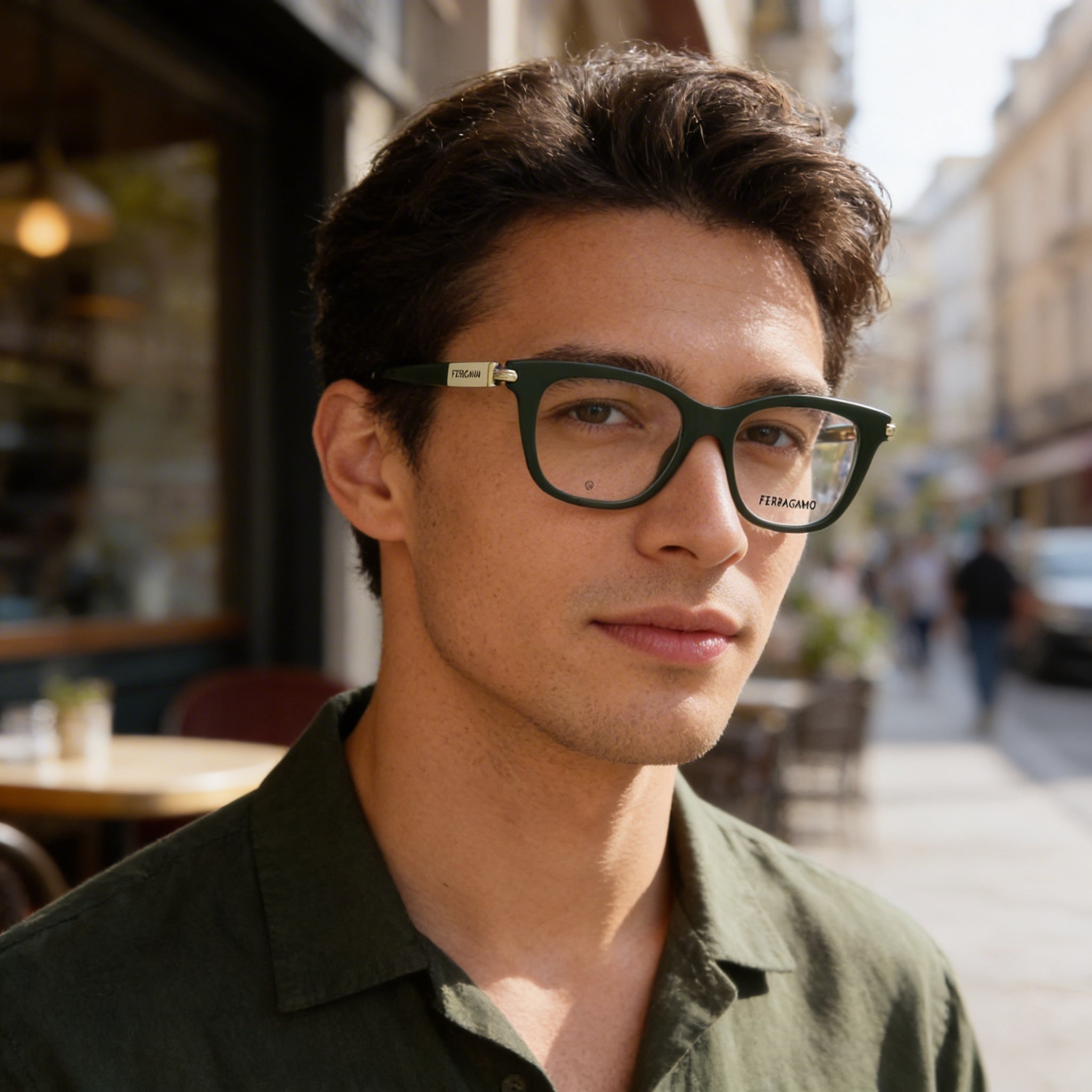 Salvatore Ferragamo Sf2973 Men's Eyewear with Dark Green Acetate Frame and Polycarbonate Lenses - 50mm Lens Width, Photo 5