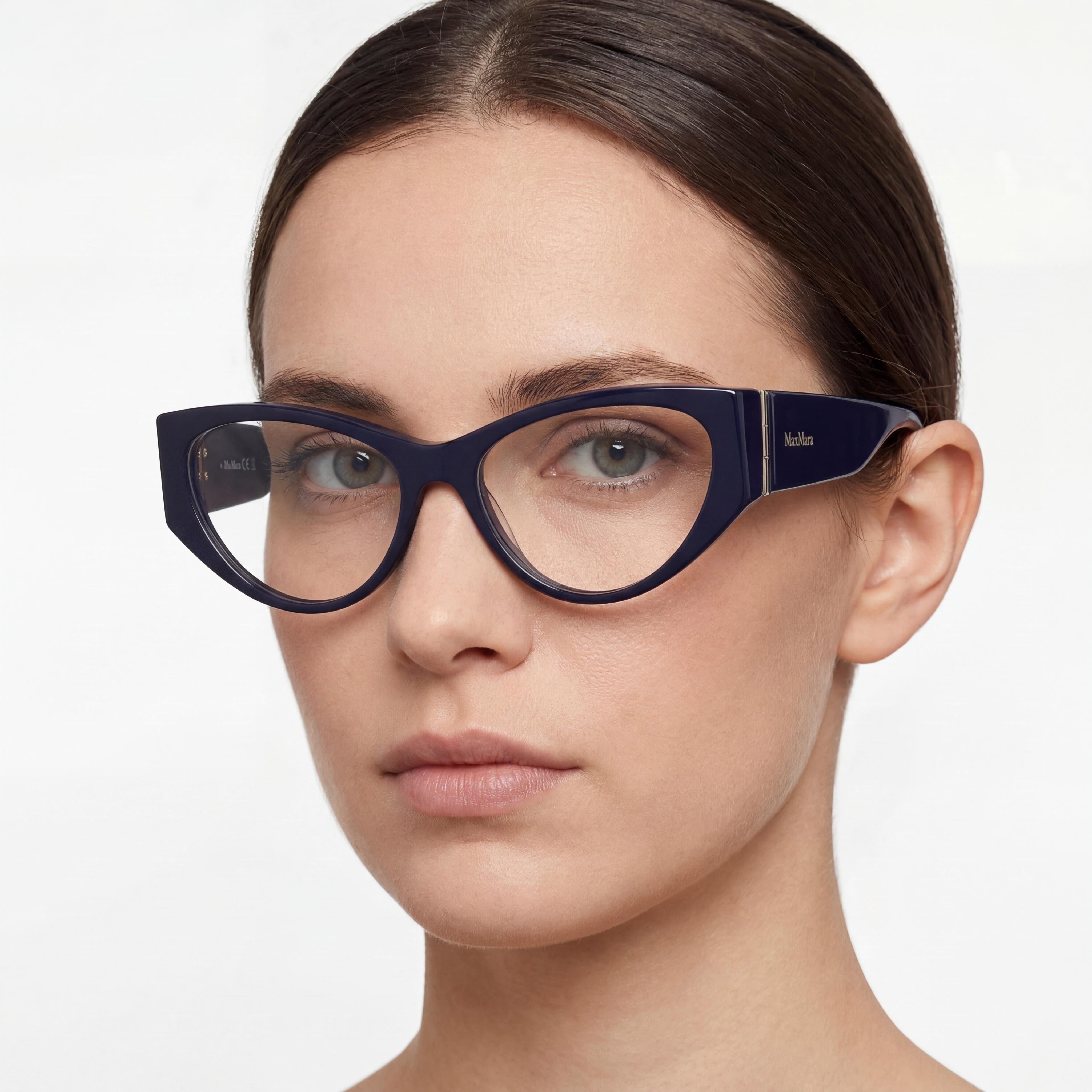 Gafas de mujer MaxMara Mm5174 con montura de plástico azul brillante y lentes de policarbonato de 55 mm, Photo 4