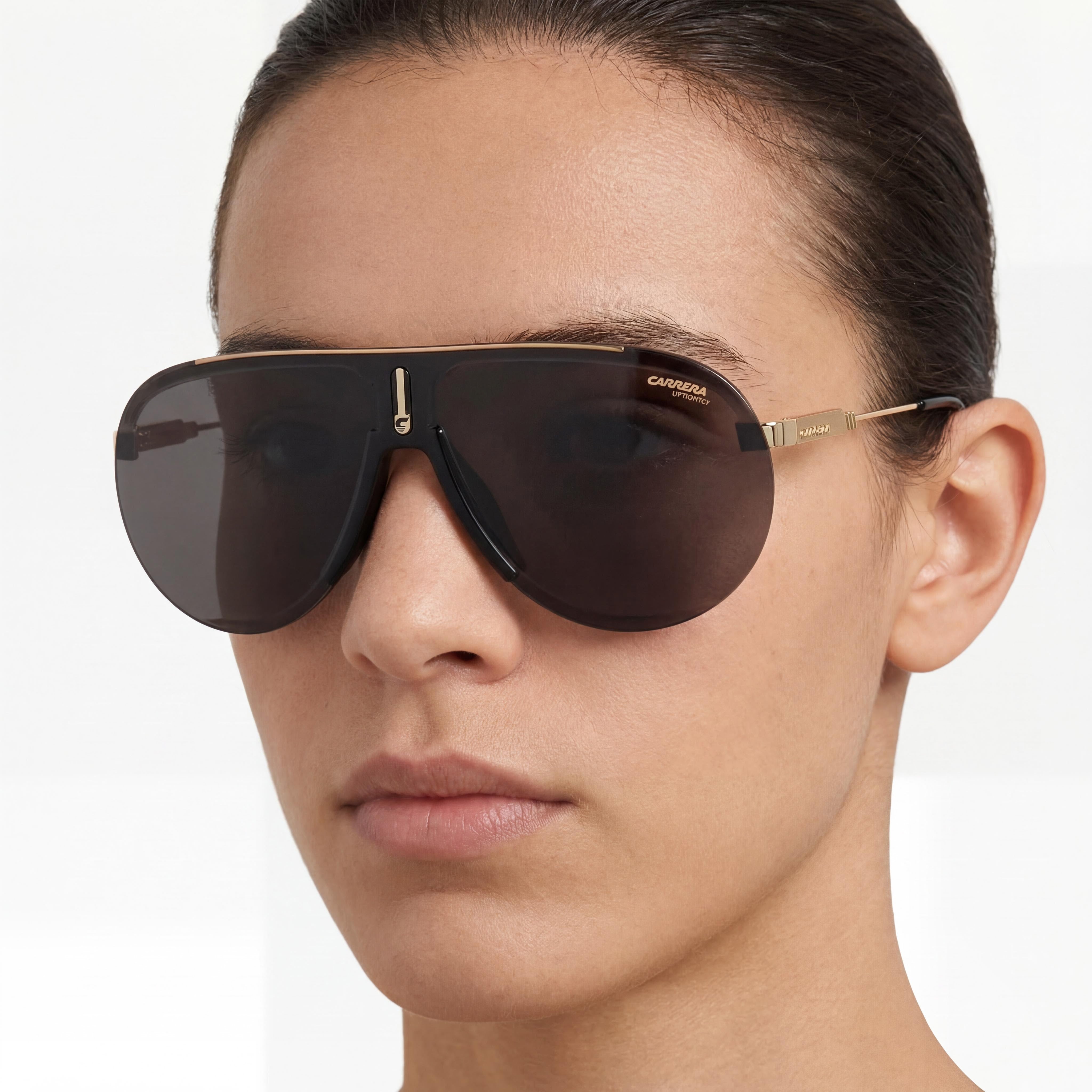 Carrera Sporty Classic Unisex Black Gold Light Brown Polycarbonate Grey Antireflex Non-Polarized Sunglasses 99-01-135, Photo 4