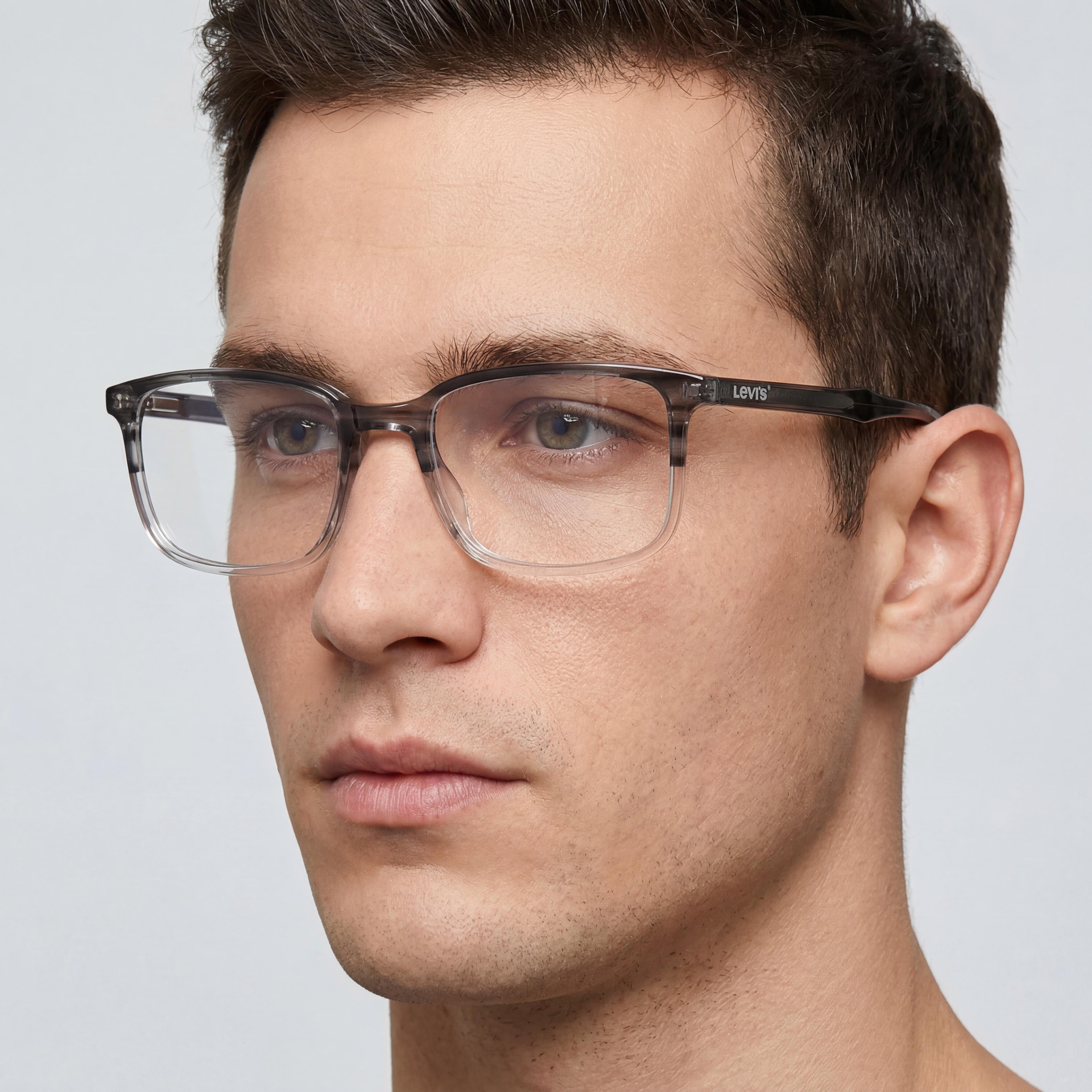 Gafas de vista Levi's LV 5019 rectangulares de polimetilmetacrilato para hombre, transparentes, blancas y grises, talla 54-19-145, Photo 3