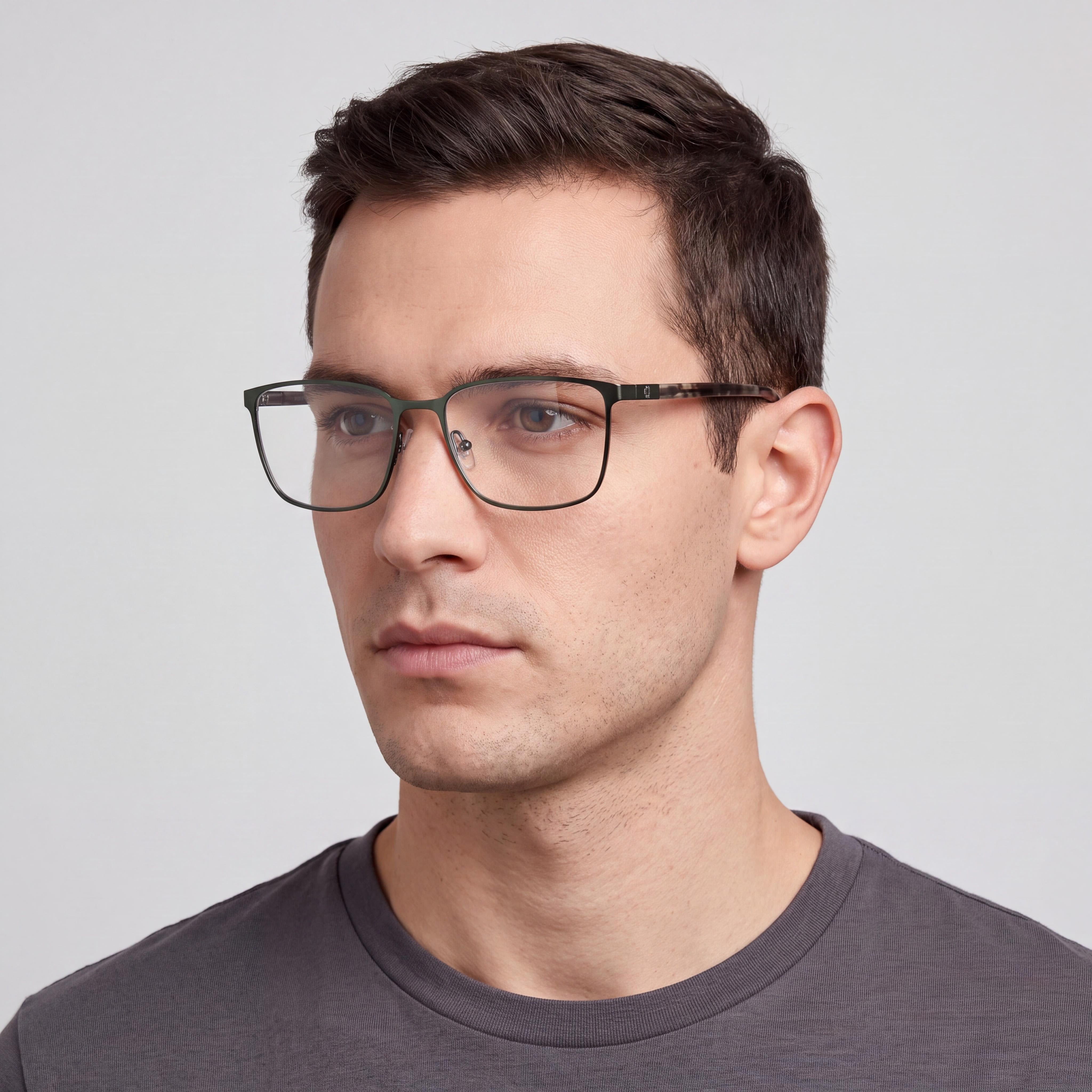 Guess Gu50243 Men's Metal Frame Eyewear Matte Dark Green & Shiny Dark Green 58-18-145, Photo 4