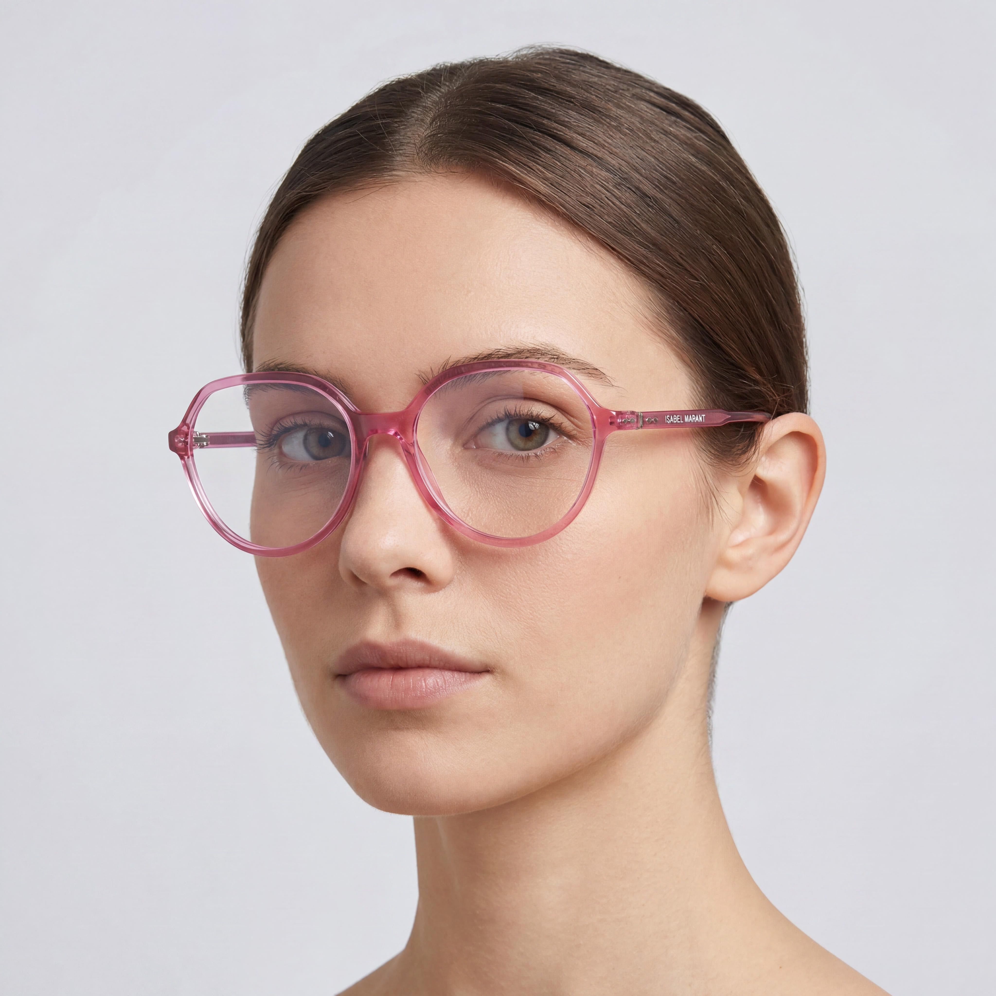 Isabel Marant 105861 Modern Women's Transparent Pink Acetate Oval Eyeglasses with Pink Polycarbonate Lenses 54mm, Photo 3