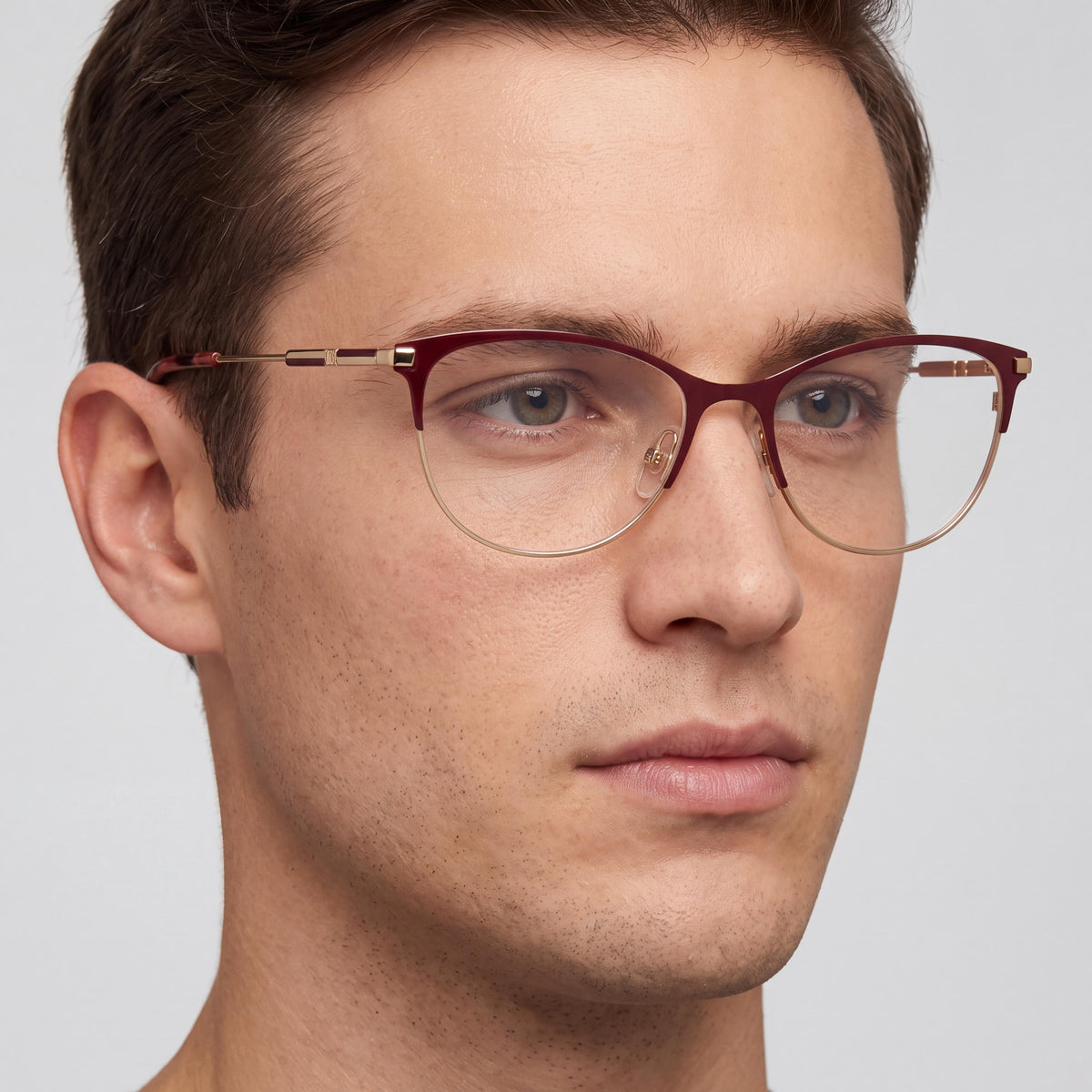 Gafas de sol Carolina Herrera 0211 para hombre, cuadradas, sin polarización, de acero inoxidable dorado y burdeos, 53 mm, Photo 4