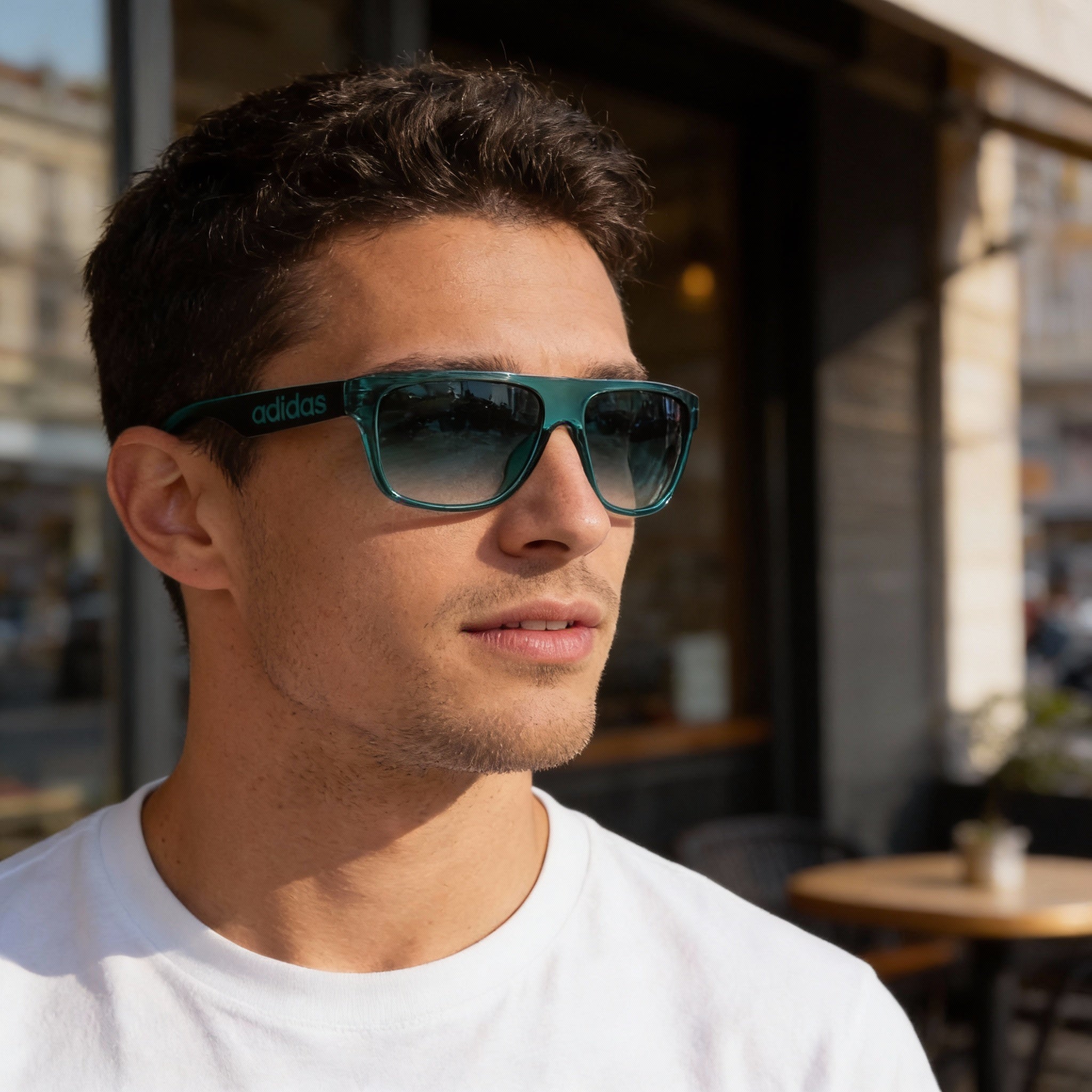 adidas Originals Modern Sunglasses for Men with Multicolor Acetate Frame and Blue Gradient Plastic Lenses, Photo 4