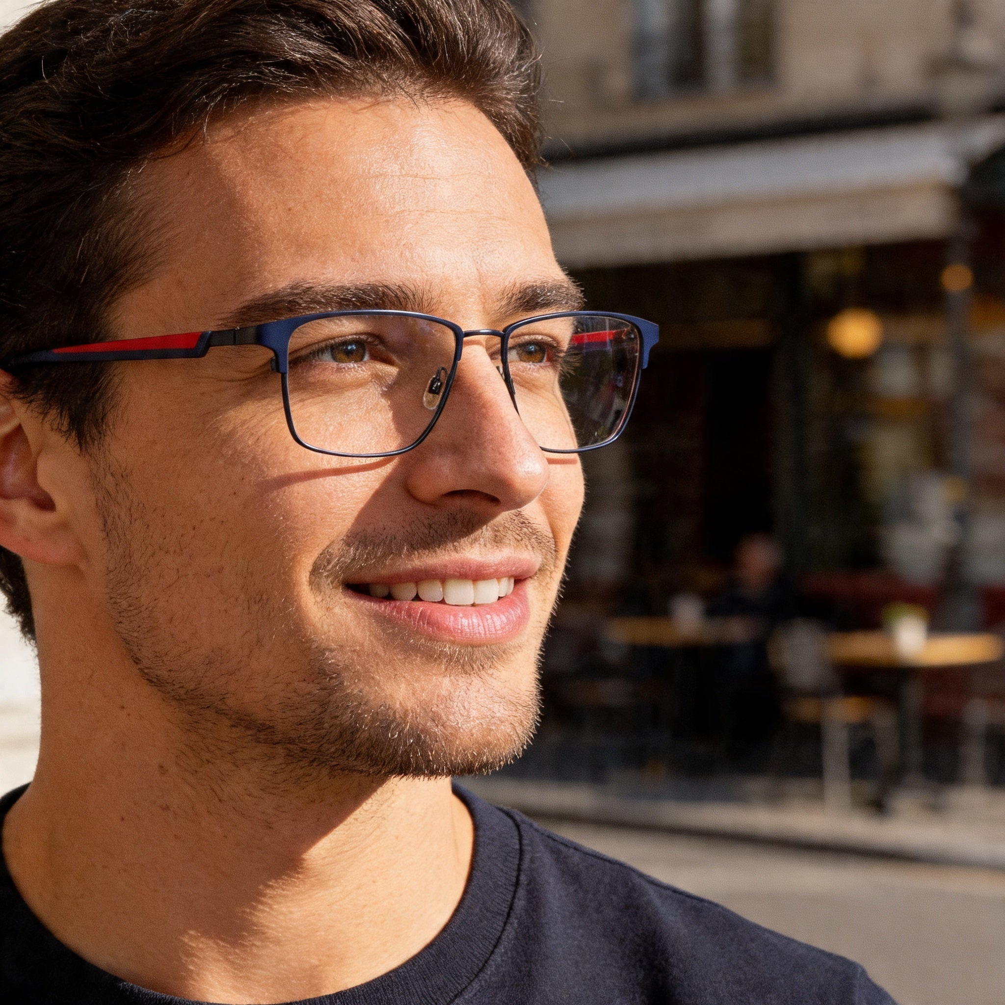 Gafas Oftálmicas Flexon Casual de Metal para Hombre con Acabado Satinado Azul Marino Rojo - Tamaño de Montura 54-17-145, Photo 5