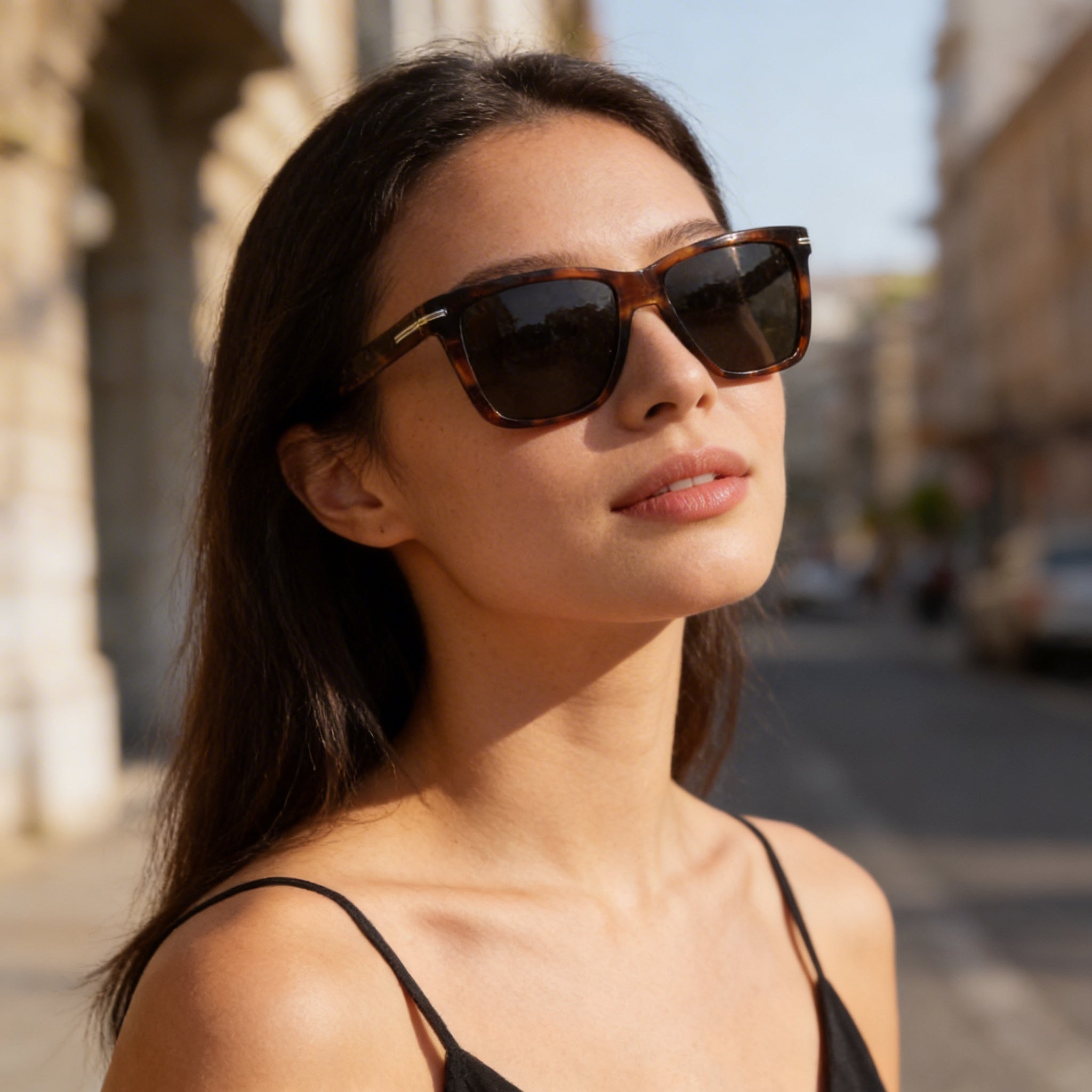 Hugo Boss Style & Expression BOSS 1598/S Unisex Rectangular Brown Horn Acetate Sunglasses with Grey Lenses 55mm, Photo 5