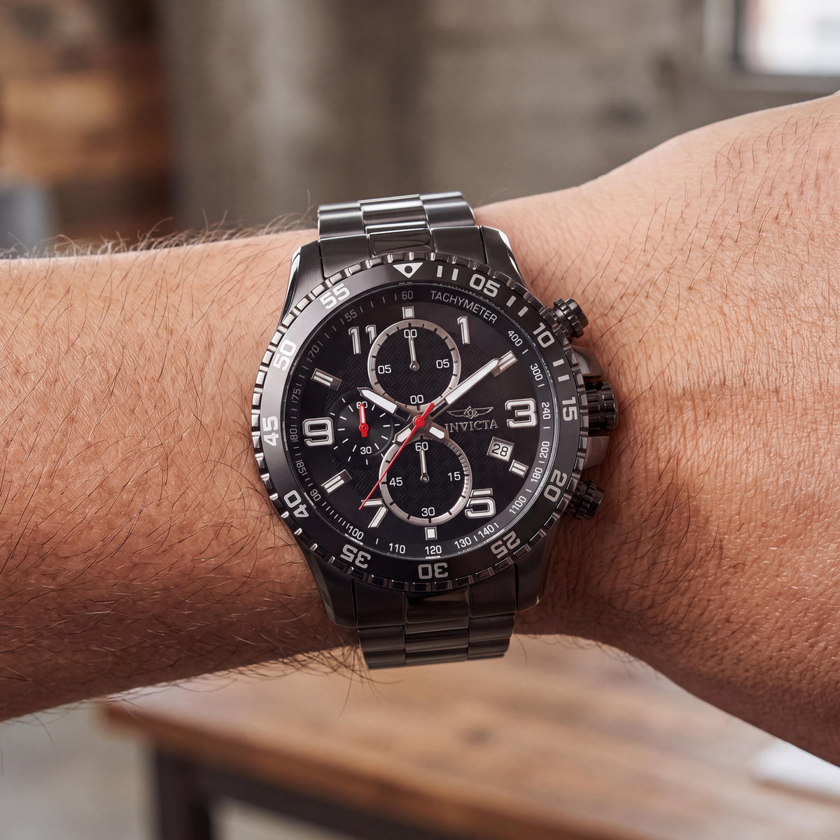 Invicta Men's Casual Gunmetal Stainless Steel Chronograph Watch 45mm, Photo 4
