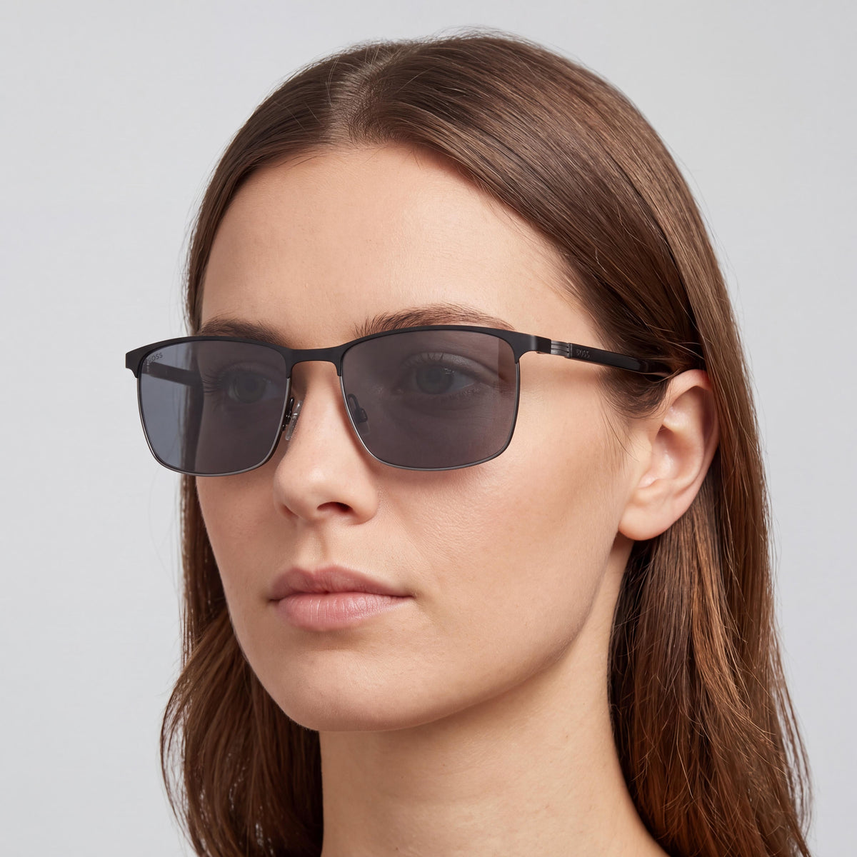 Hugo Boss Boss 1635/S Rectangulares para mujer de acero inoxidable negro mate rutenio 57 mm, Photo 3