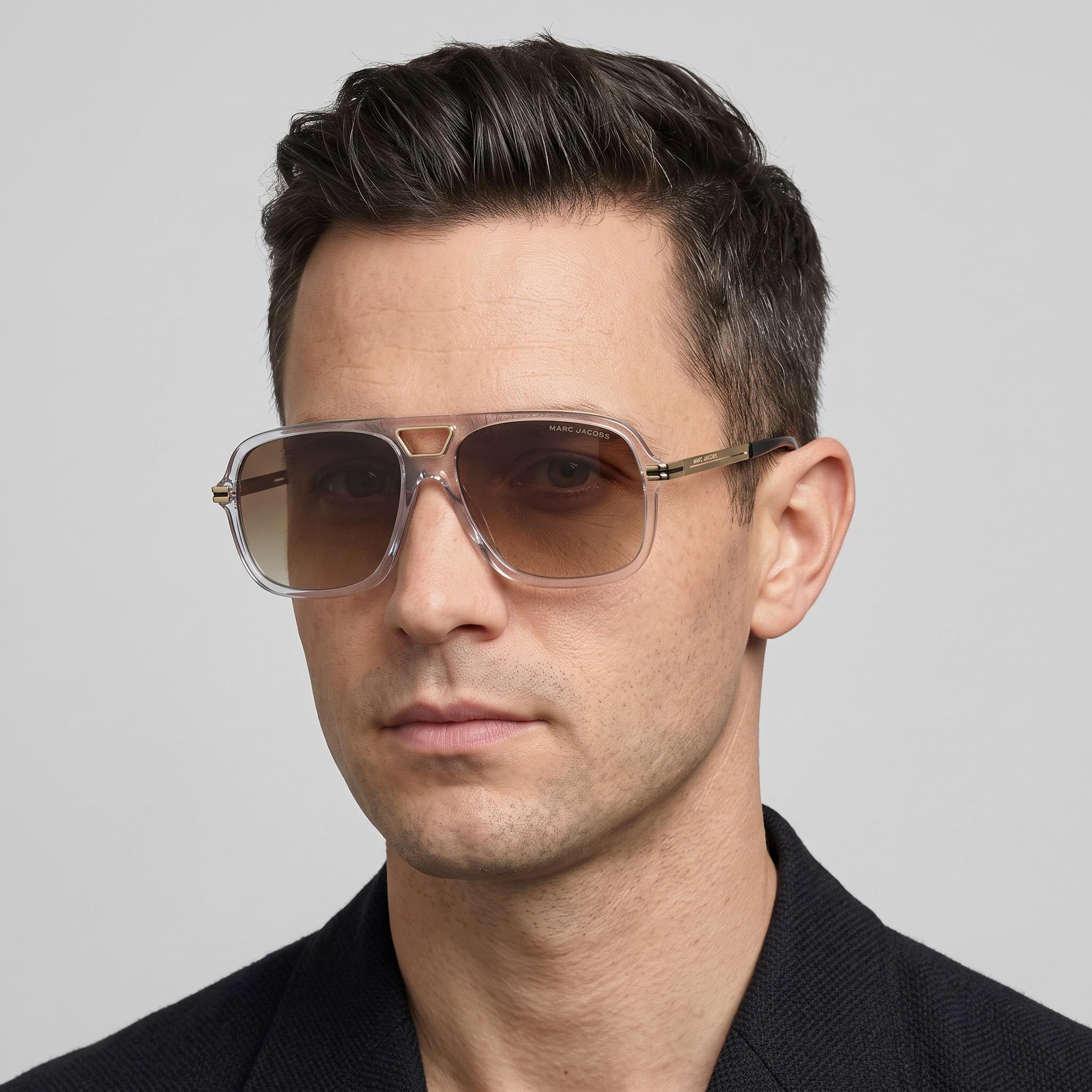 Gafas de sol clásicas Marc Jacobs MARC 415/S de acetato para hombre, montura negra cristal, lentes degradadas marrones, 56 mm, Photo 4