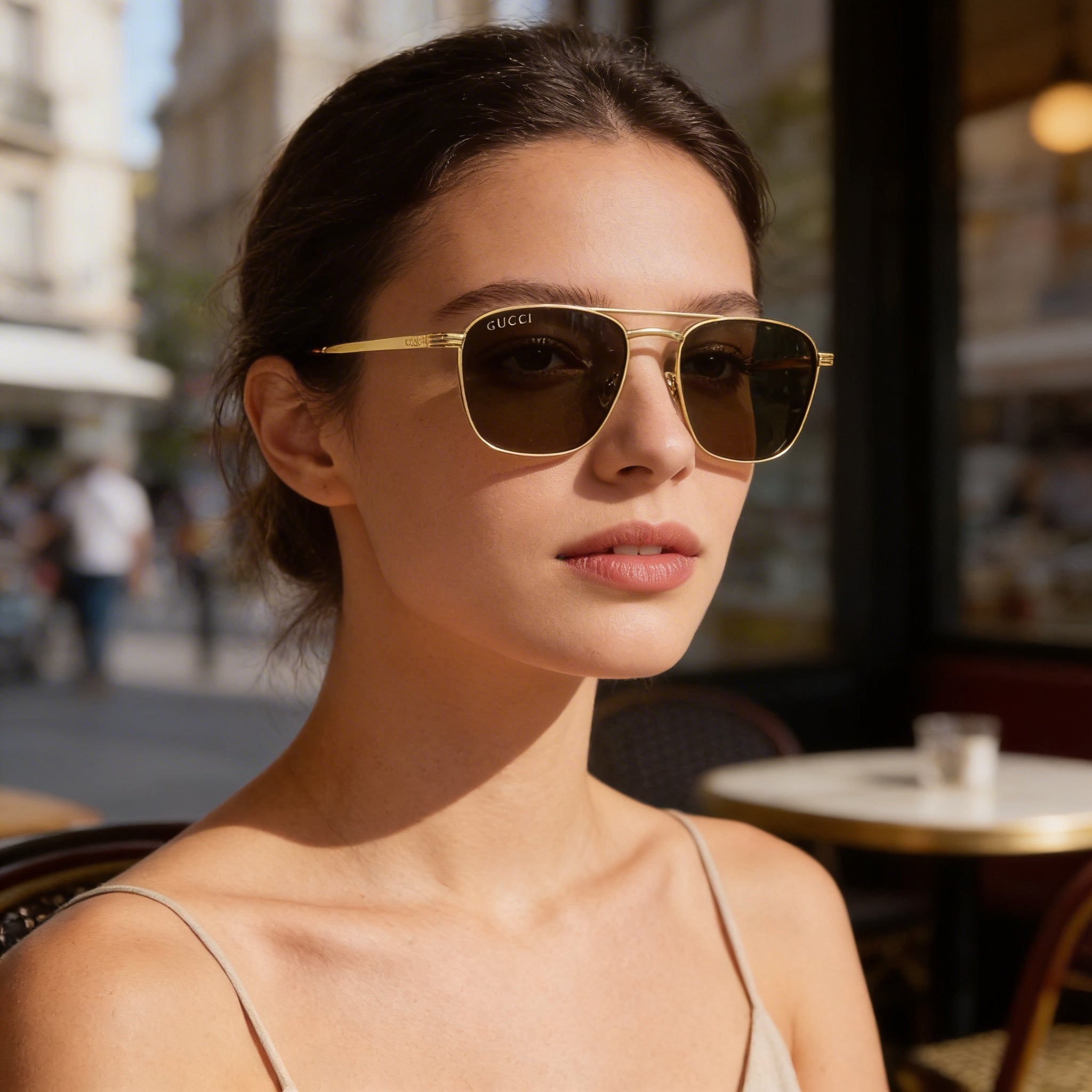 Gucci Modern Unisex Sunglasses, Black Frame with Black Lenses, Bridge Width 18mm, Temple Length 145mm, Photo 6