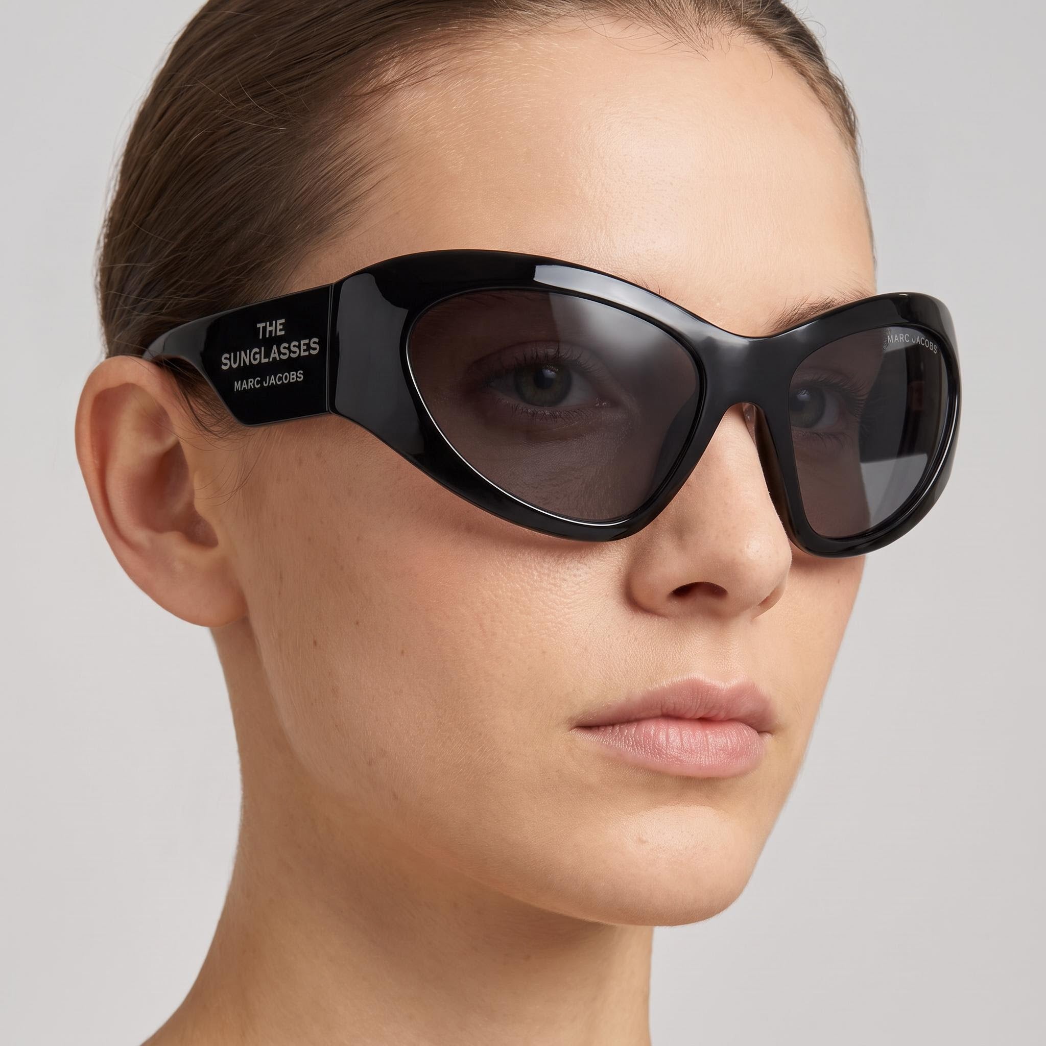 Gafas de sol informales de poliamida para mujer Marc Jacobs, negro/gris, lentes negras, 62 mm, Photo 4