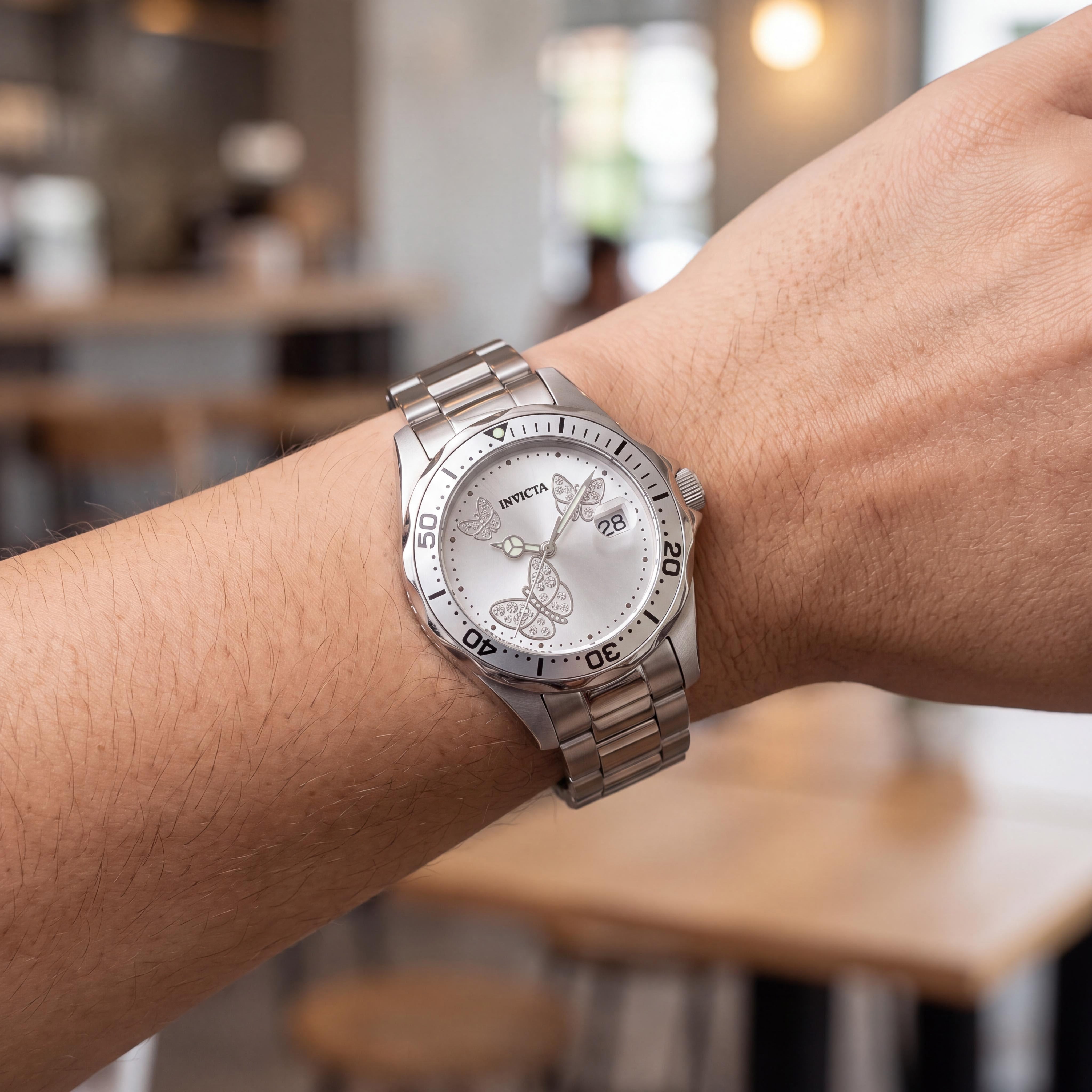 Invicta Angel 12503 Women's Stainless Steel Quartz Watch with Silver Dial, 200M Water Resistant, 38mm, Photo 4