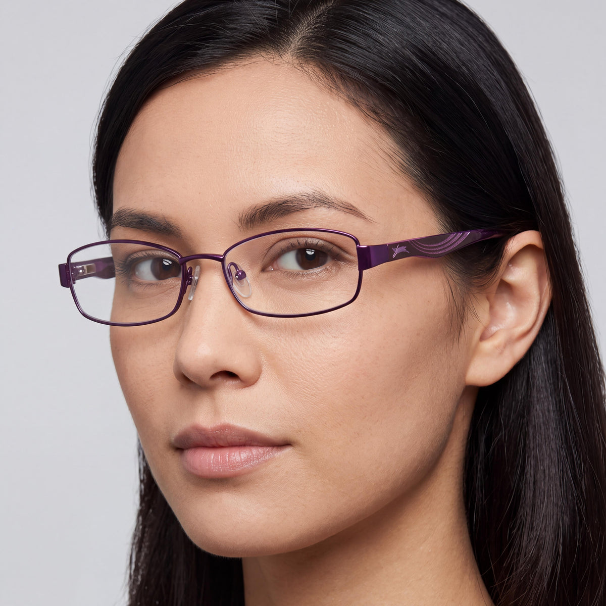 Montura para gafas graduables GUESS GU 9066 para mujer en color morado, con lentes de 46 mm de ancho, puente de 16 mm y varillas de 130 mm de longitud, Photo 3
