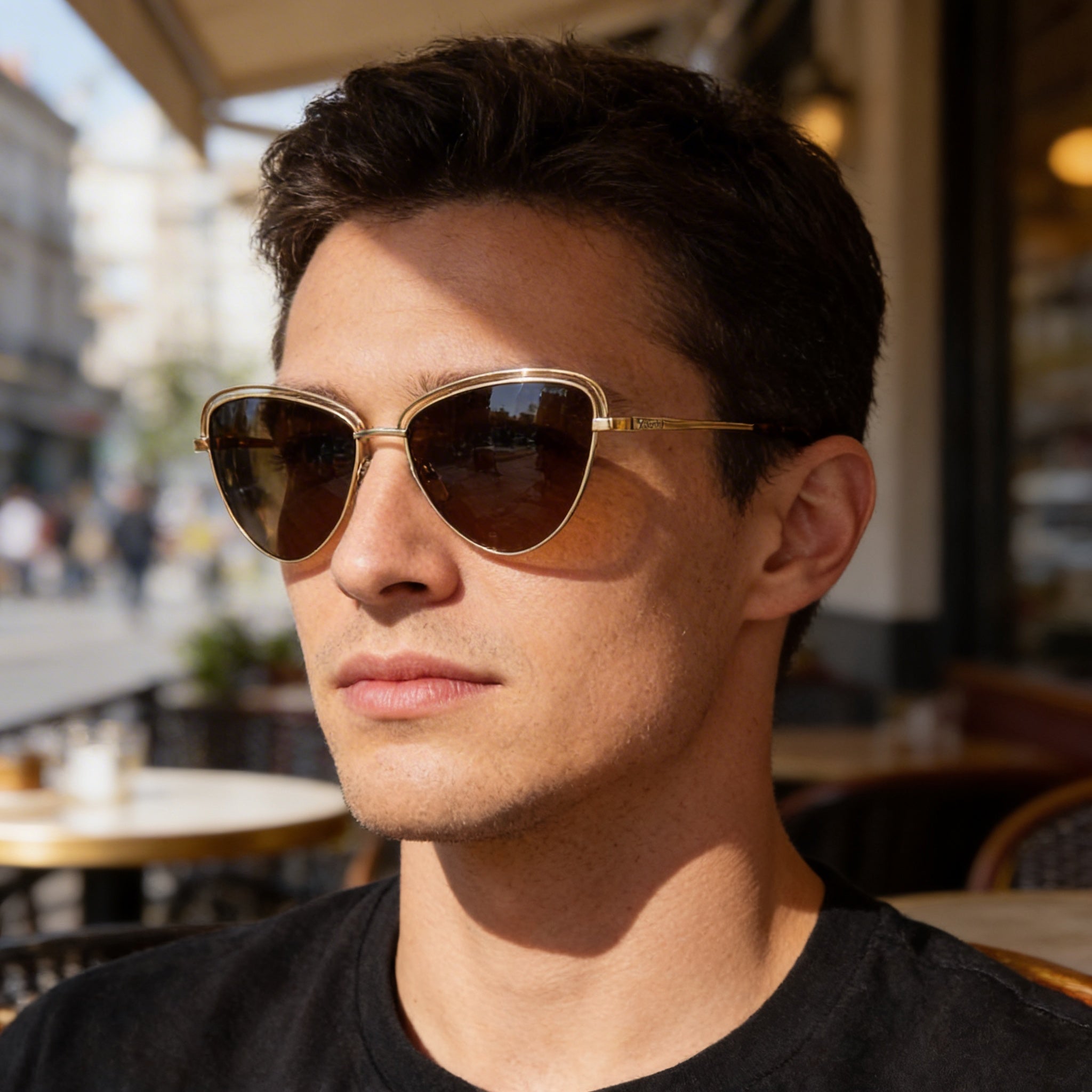 Polaroid Classic Men's Sunglasses with Gold Alloy Steel Frame and Non-Polarized Polycarbonate UV Protection Lenses 57mm, Photo 4
