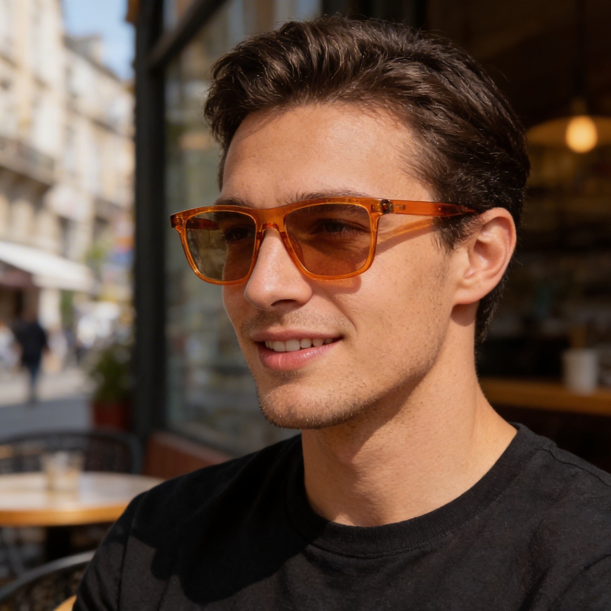 Gafas de sol casuales Yves Saint Laurent SL 501 para hombre, montura de acetato naranja-rojo anaranjado con lente de plástico de 56 mm, Photo 5