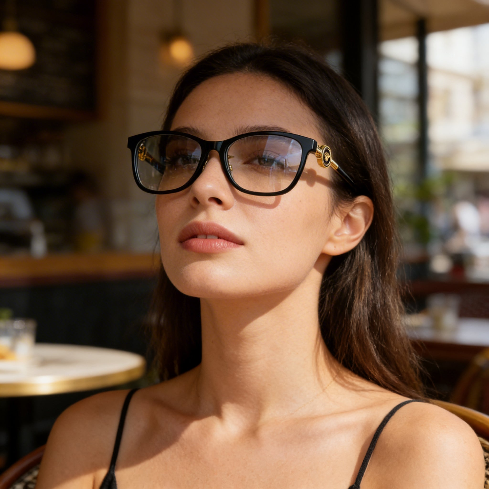 Versace Modern Women's Black Plastic Full Rim Eyeglasses with Clear Non- Lenses 55-16-140mm, Photo 5