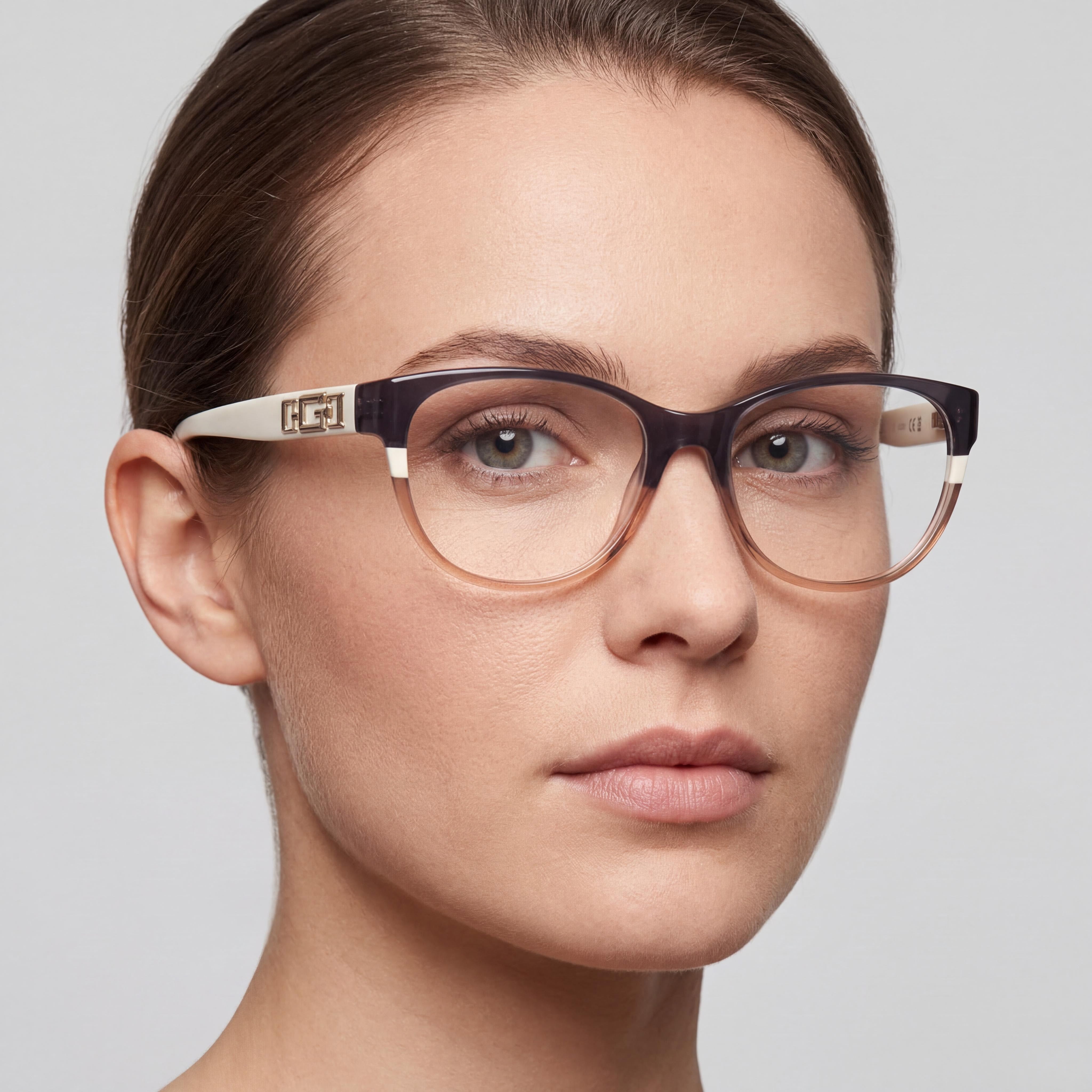 Guess MODERNO Women's Grey Striped Shiny Ivory Plastic Frame Polycarbonate Eyewear 50-17-140mm, Photo 4