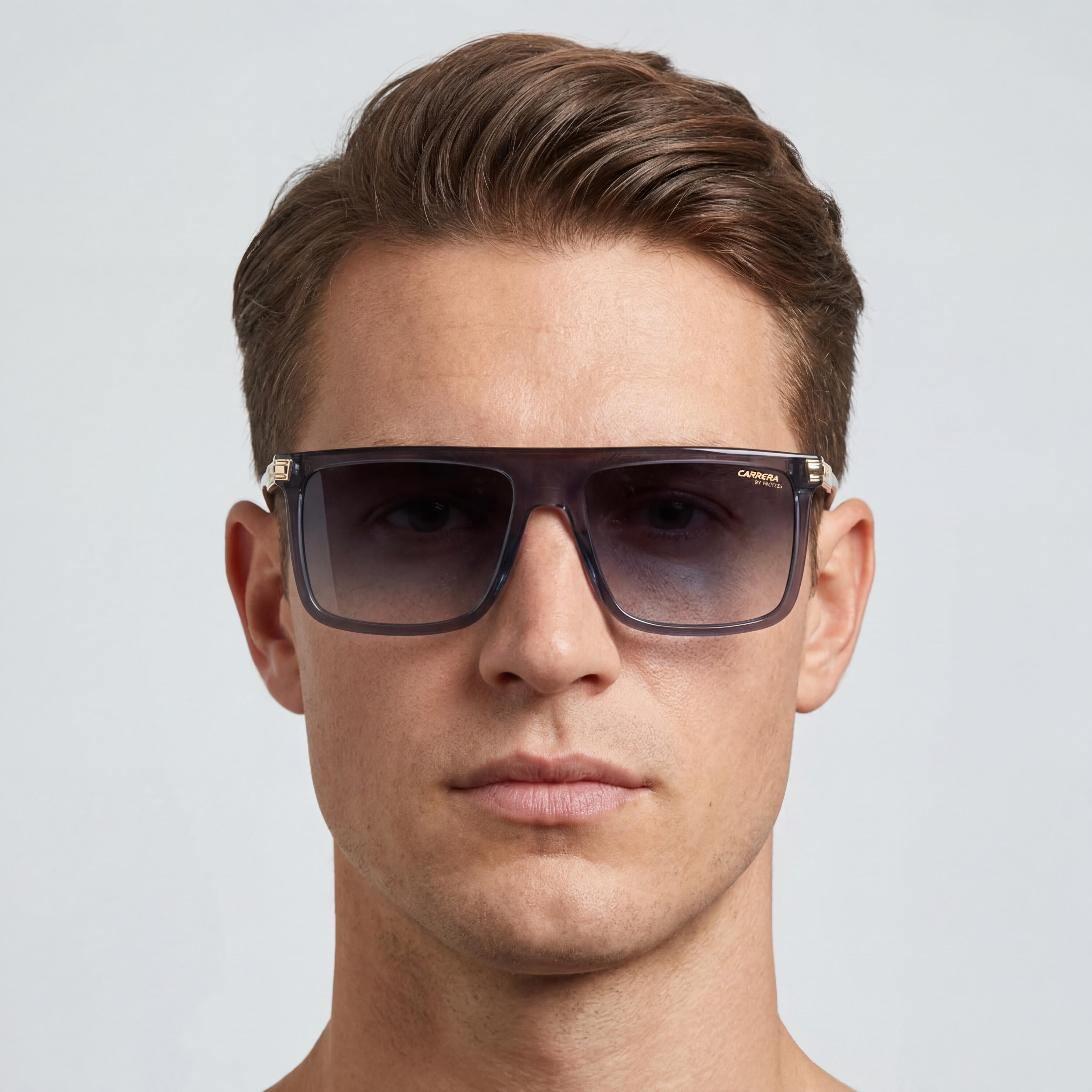 Gafas de sol Carrera Contemporary unisex con montura de plástico gris transparente, color gris degradado, sin polarizar, con protección UV, aptas para prescripción médica, 58 mm, Photo 4