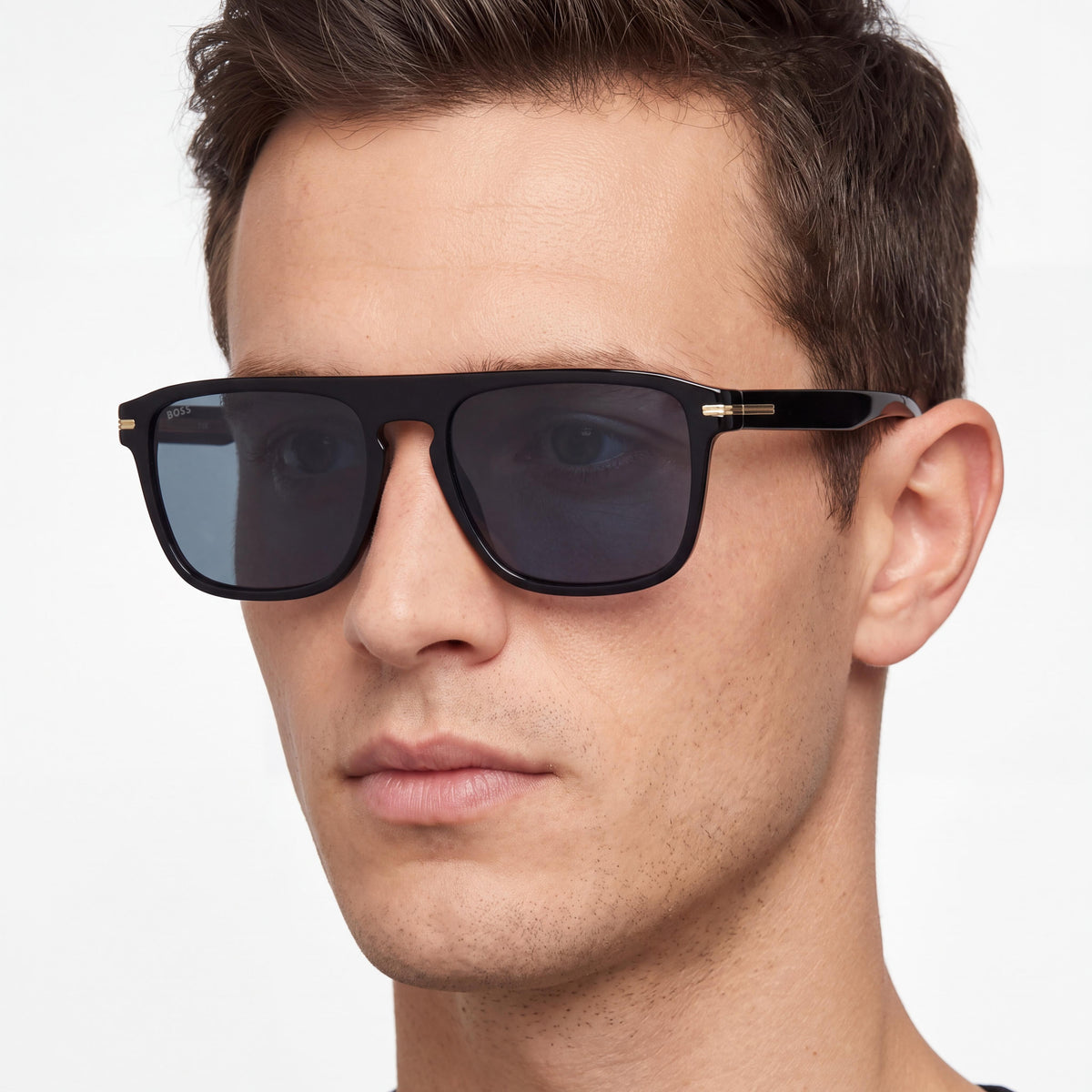 Hugo Boss BOSS 1599/S Men's Classic Acetate Sunglasses - Black Blue Frame, Blue Mirror Lenses 56mm, Photo 4
