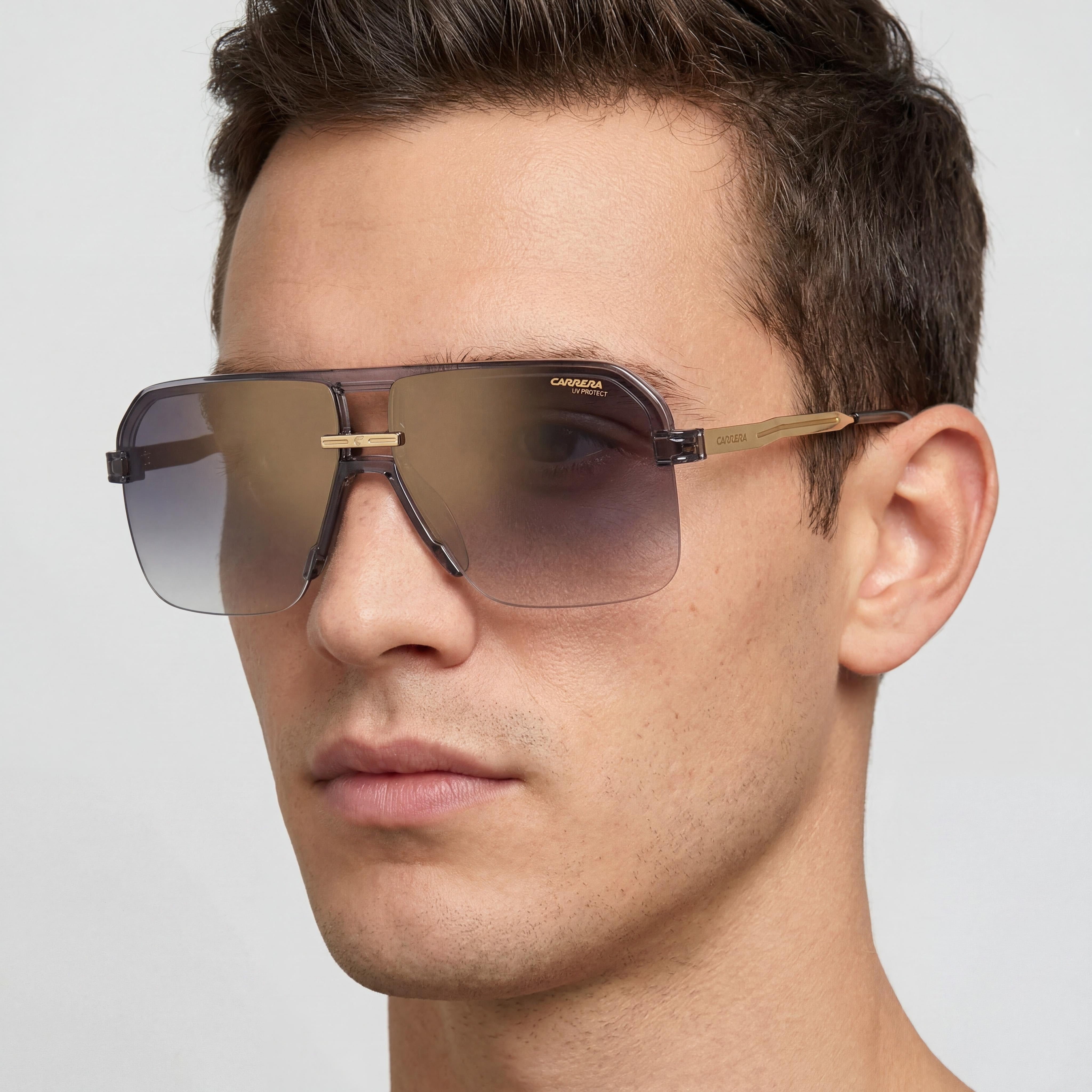 Carrera Men's 1066/S Grey Polyamide UV Protected Sunglasses with Grey Shaded Gold Mirror Lenses 63mm, Photo 4