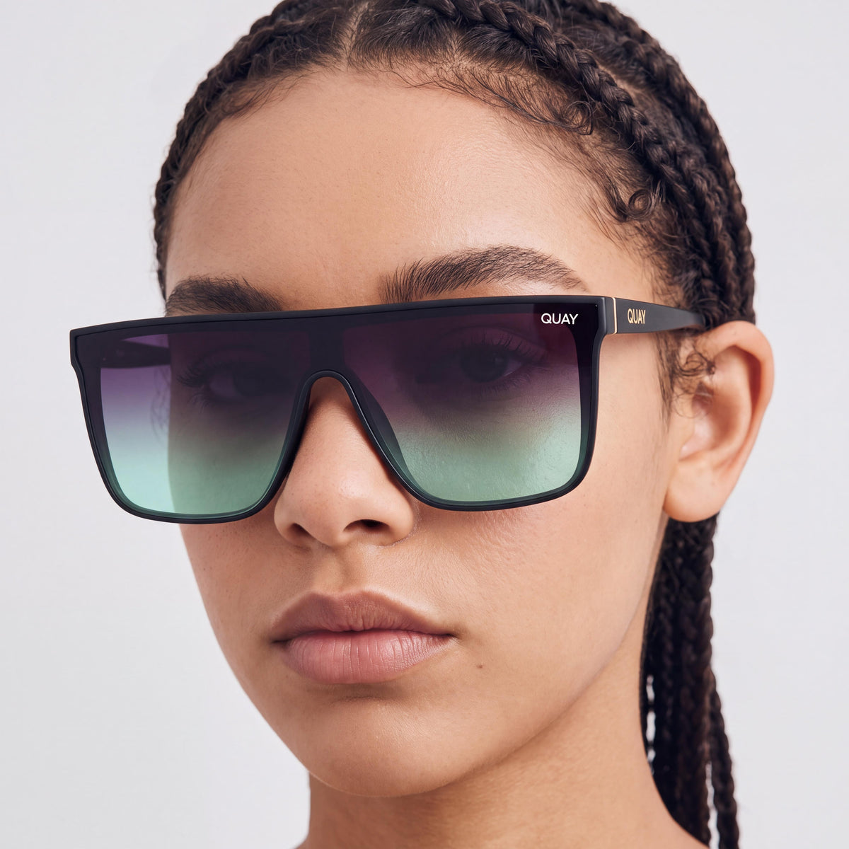 QUAY AUSTRALIA Nightfall Women's Injection Frame Sunglasses Black Fade Mint 100% UV Protection 141mm, Photo 4