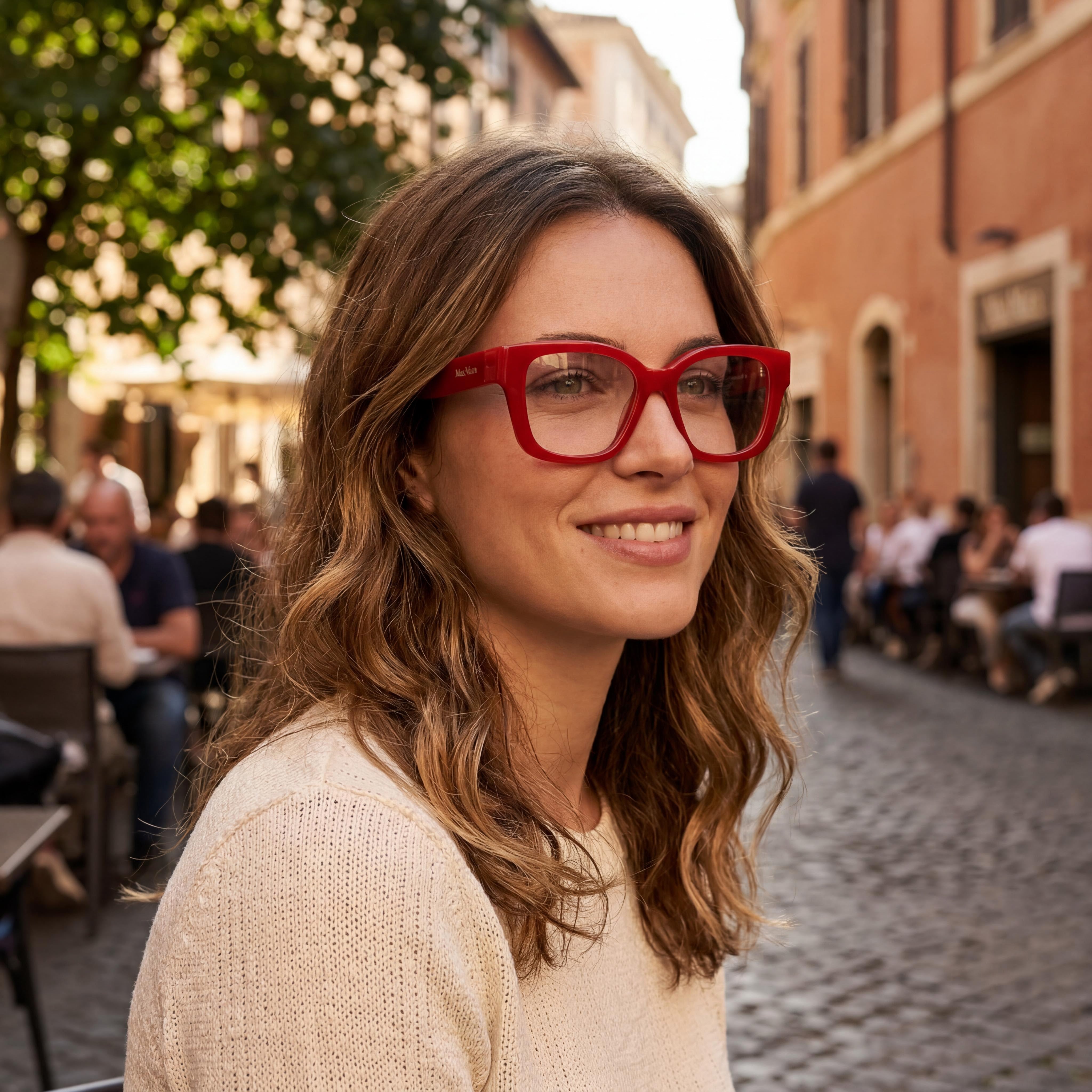 MaxMara Mm5184 Women's Shiny Light Red Plastic Frame Sunglasses with Shiny Red Lenses 52mm, Photo 5