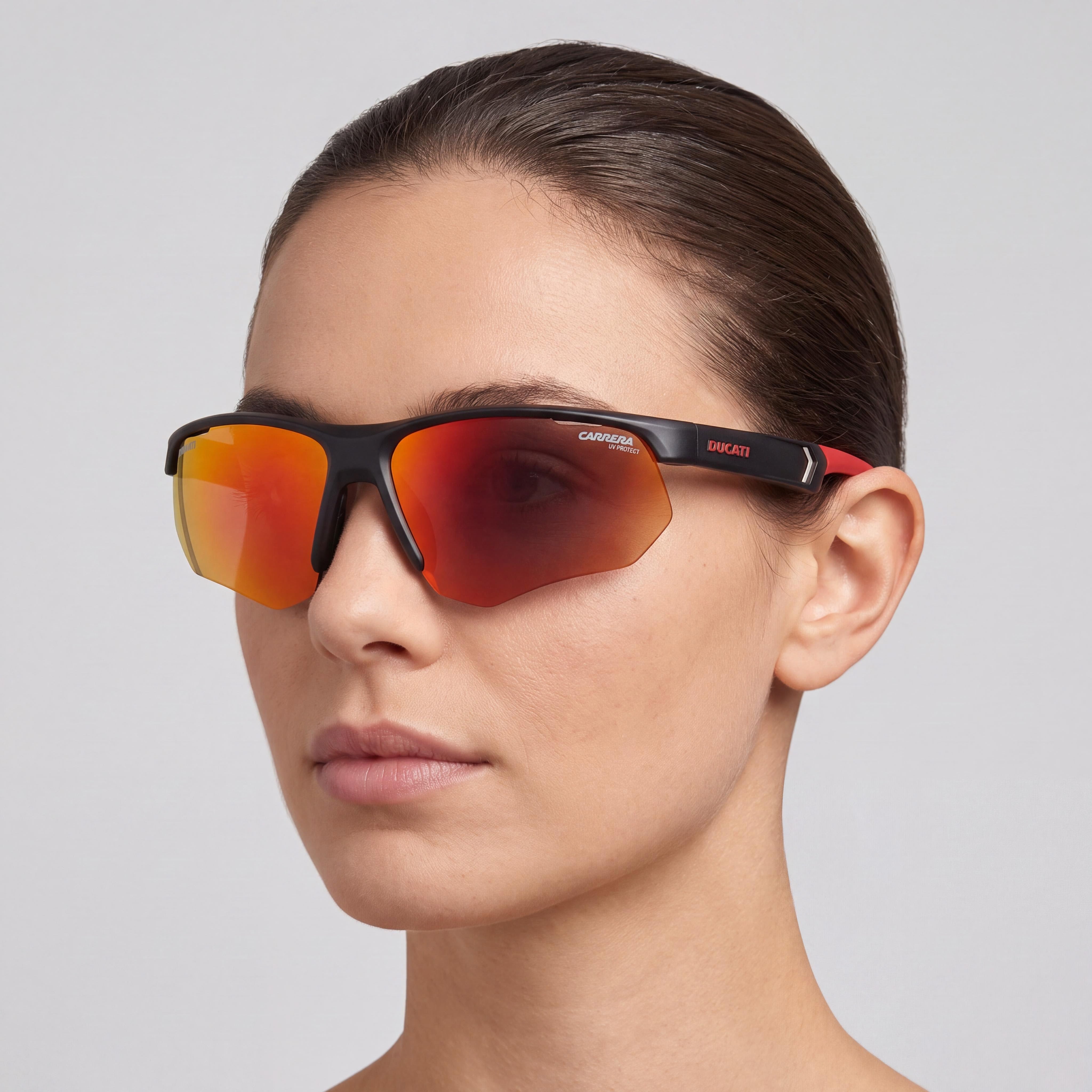 Gafas de sol rectangulares Carrera Ducati CARDUC 044/S de poliamida mate negra y roja multicapa 100% UV para mujer de 69mm, Photo 4
