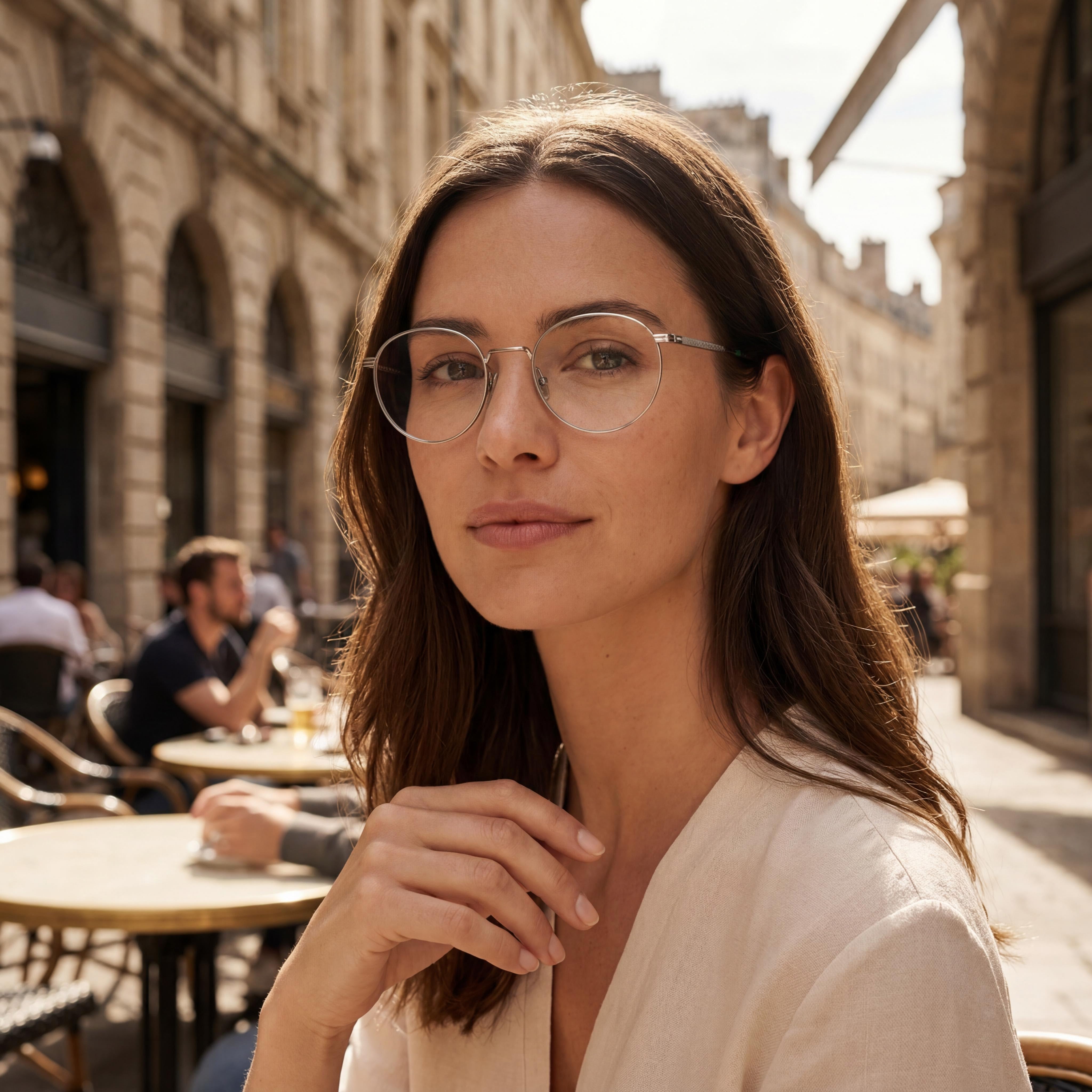 Gafas Lacoste Casual L2308 unisex redondas de metal de montura completa en color gris plomo claro, ancho de lente 51 mm, Photo 5