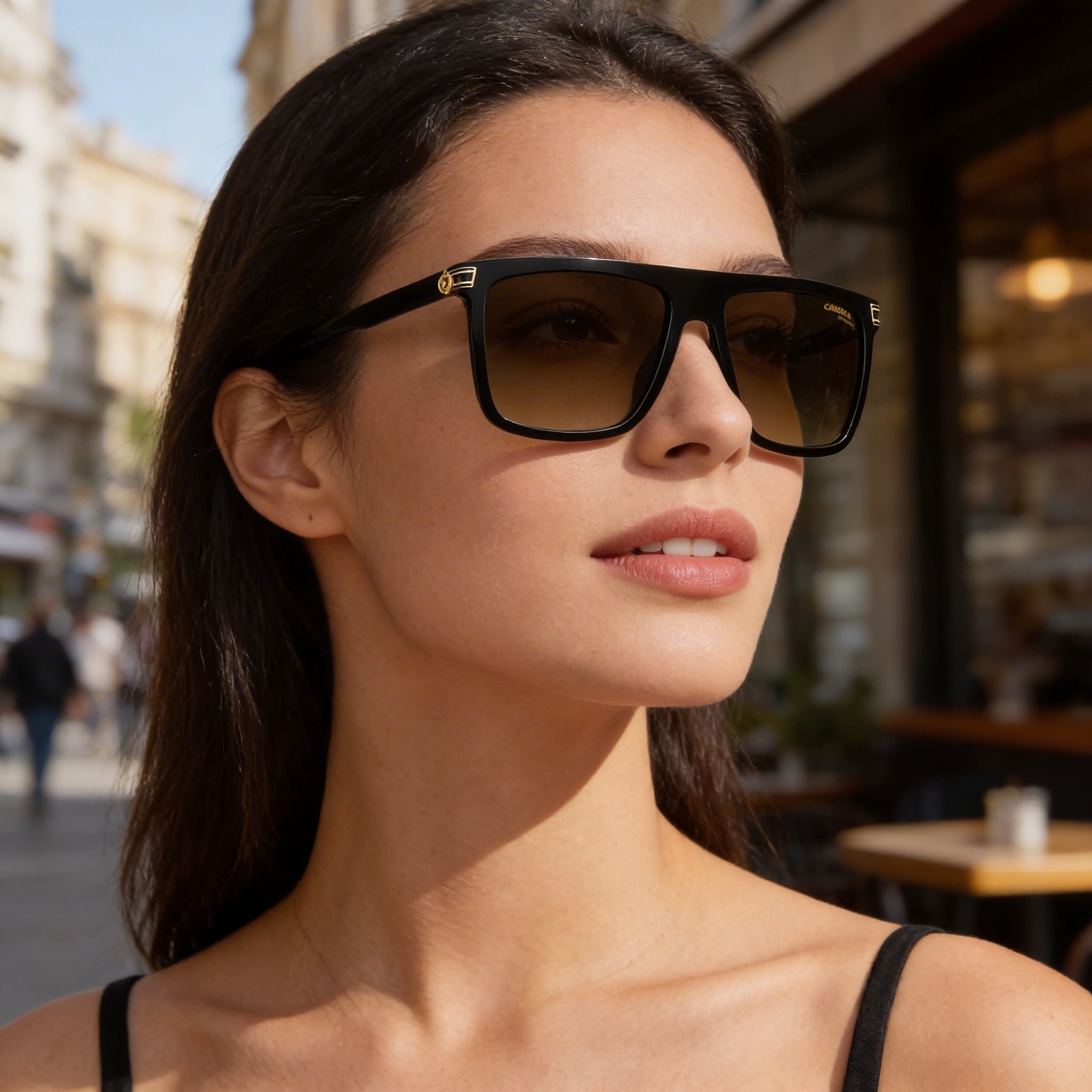 Carrera 1048/S Unisex Black Polyamide Frame Grey Brown Shaded Non-Polarized UV Protection Sunglasses 58mm, Photo 5