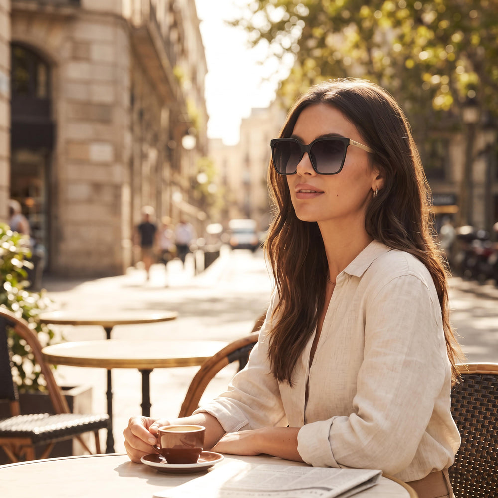 QUAY AUSTRALIA Level Up Remixed Gafas de Sol Polarizadas para Mujer con Montura Combinada Negra Mate y Lente Ahumada 149mm