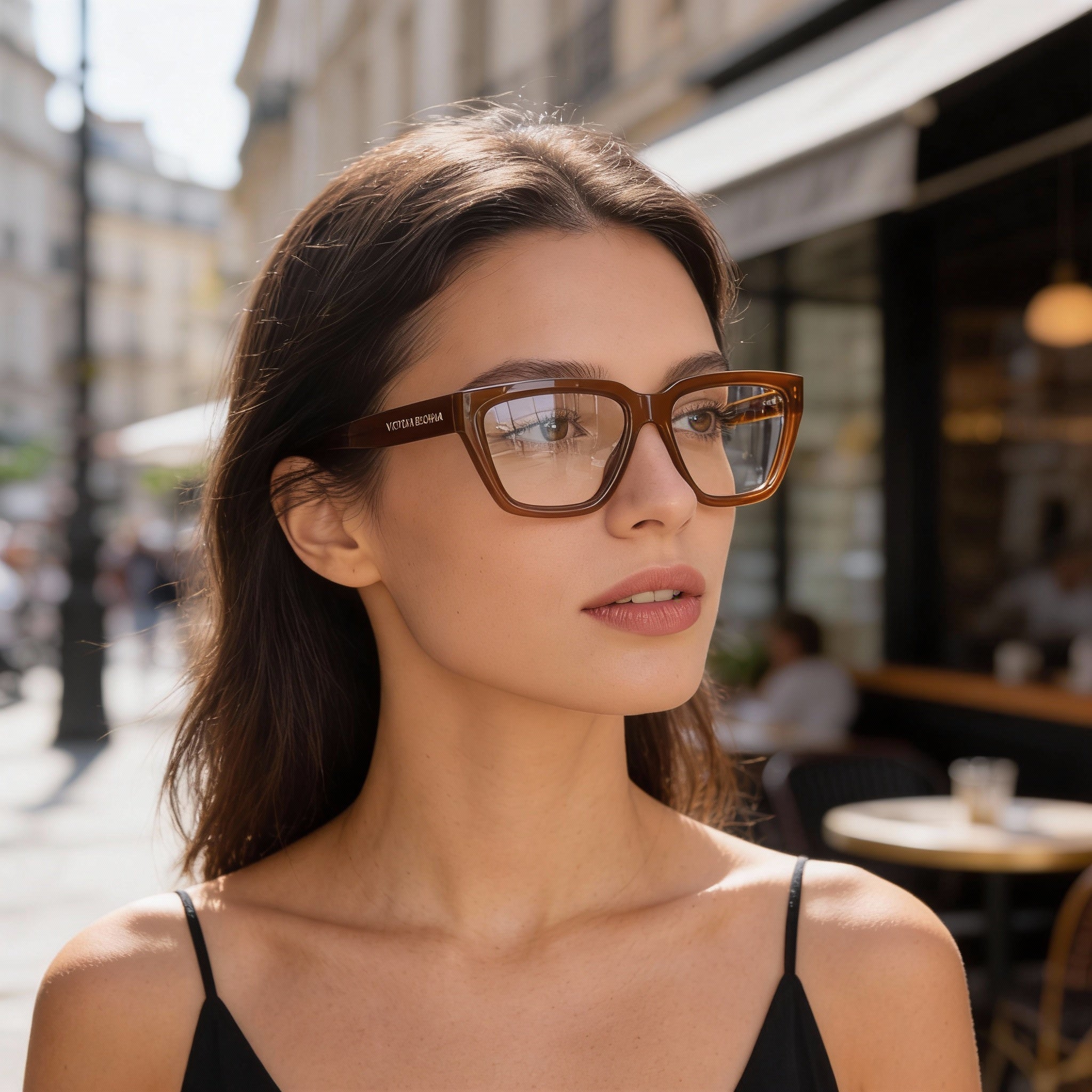 Victoria Beckham VB2658 Modern Women's Eyewear, Caramel Acetate Frame, Caramel Polycarbonate Lenses, 53mm, Photo 4