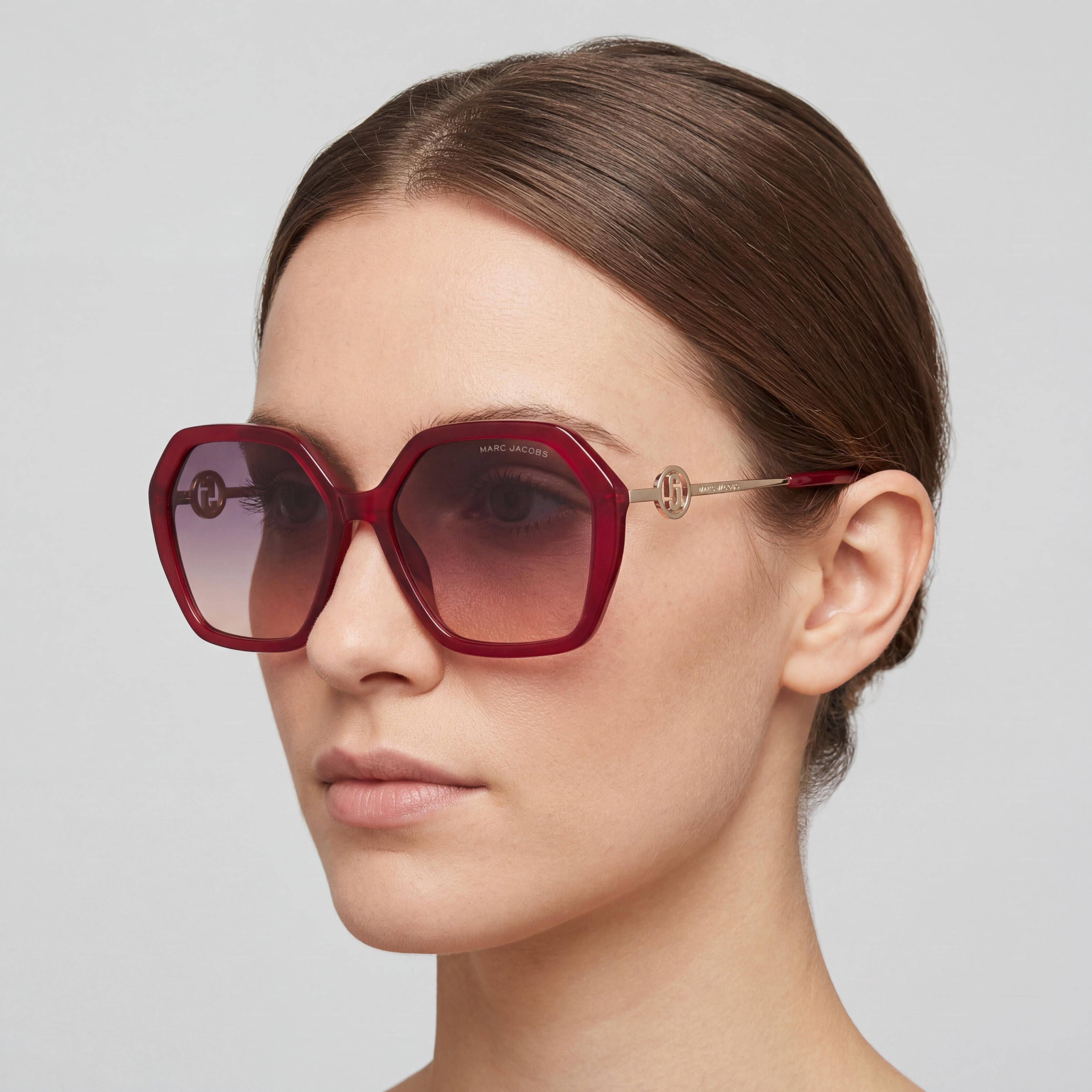 Gafas de sol Marc Jacobs Fashion para mujer de acetato, montura roja, lentes gris fucsia con protección UV 57-17-135, Photo 4