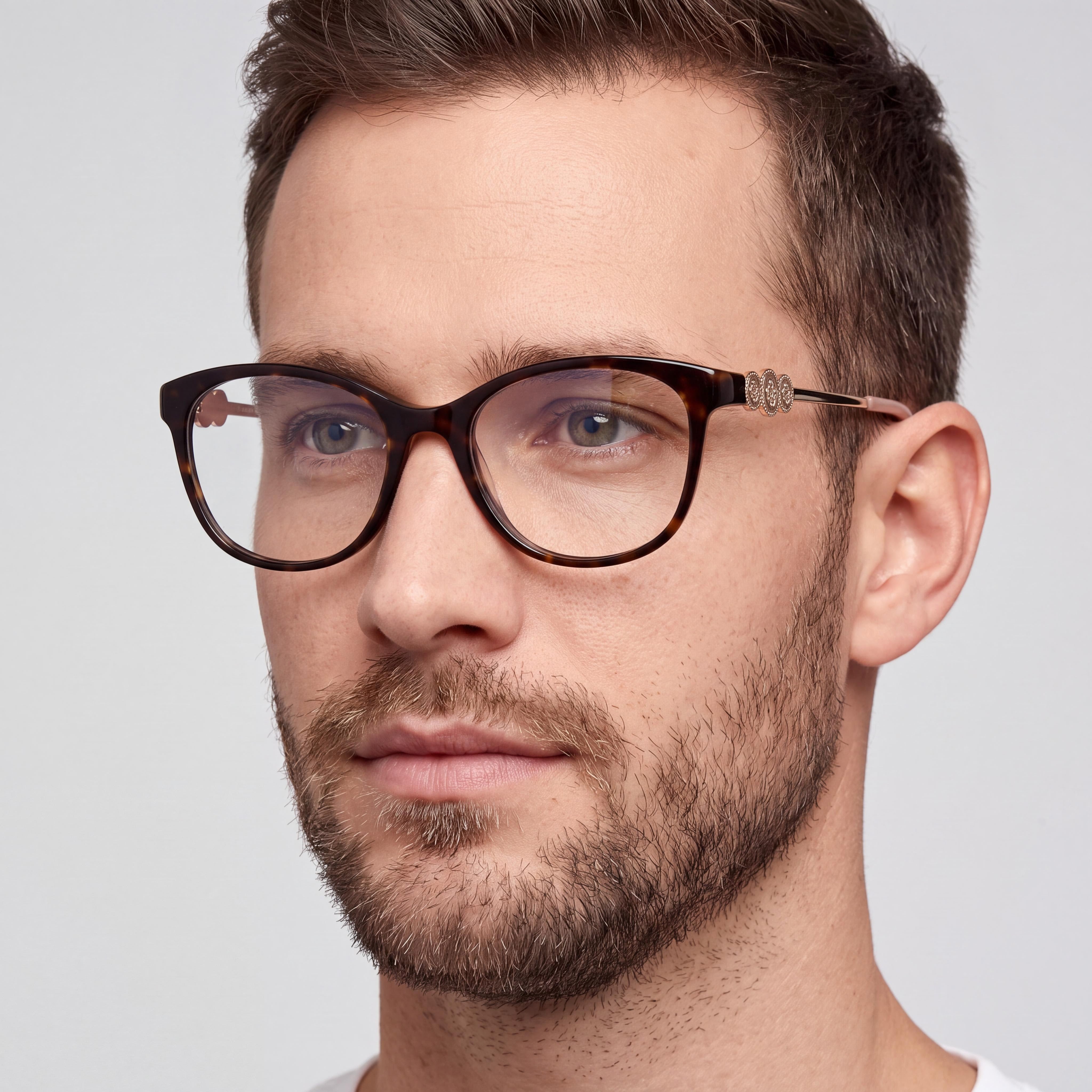 GUESS 50255 Men's Dark Havana Pale Gold Multicolor Lens Plastic Eyewear 52mm, Photo 4