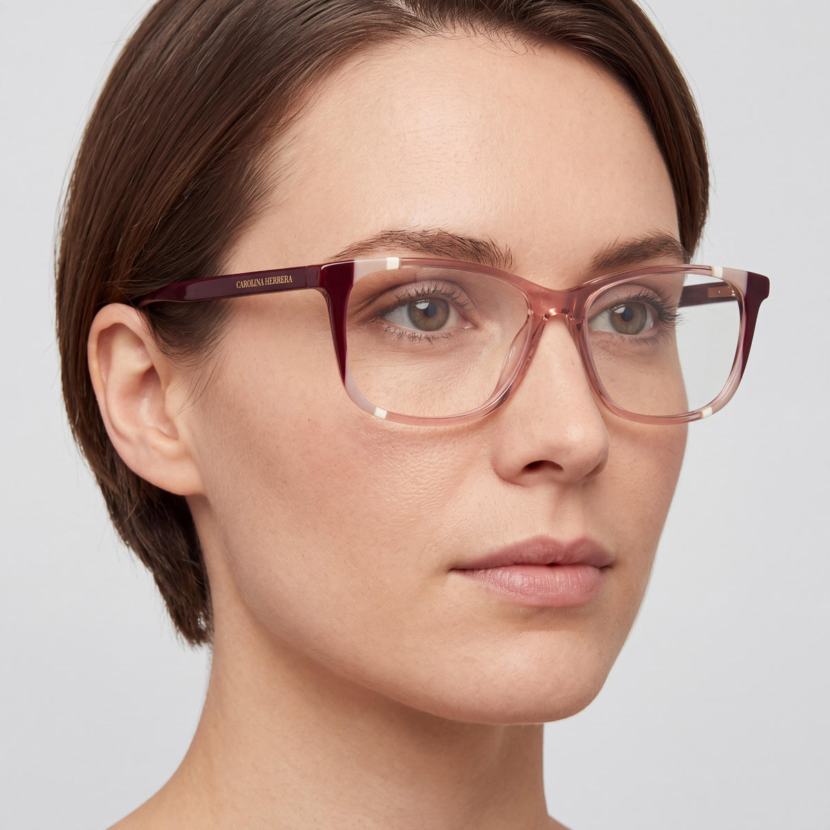 Carolina Herrera Women's Modern Square Plastic Frame Eyeglasses Burgund Nude 53-14-145, Photo 3