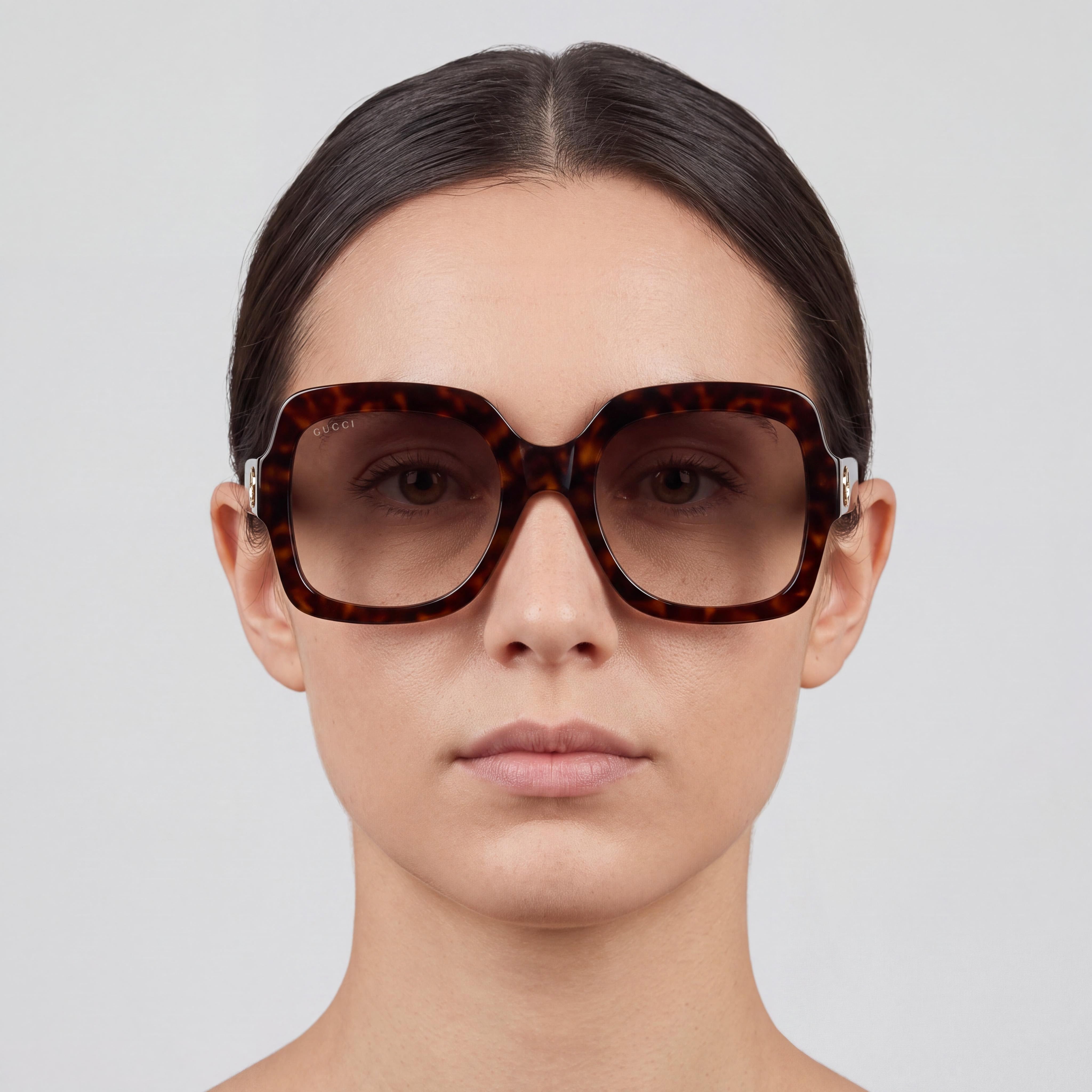 Gucci GG1337S Women's Classic Havana Gold Injected Plastic Brown Gradient Non-Polarized UV Protection 54mm Sunglasses, Photo 4